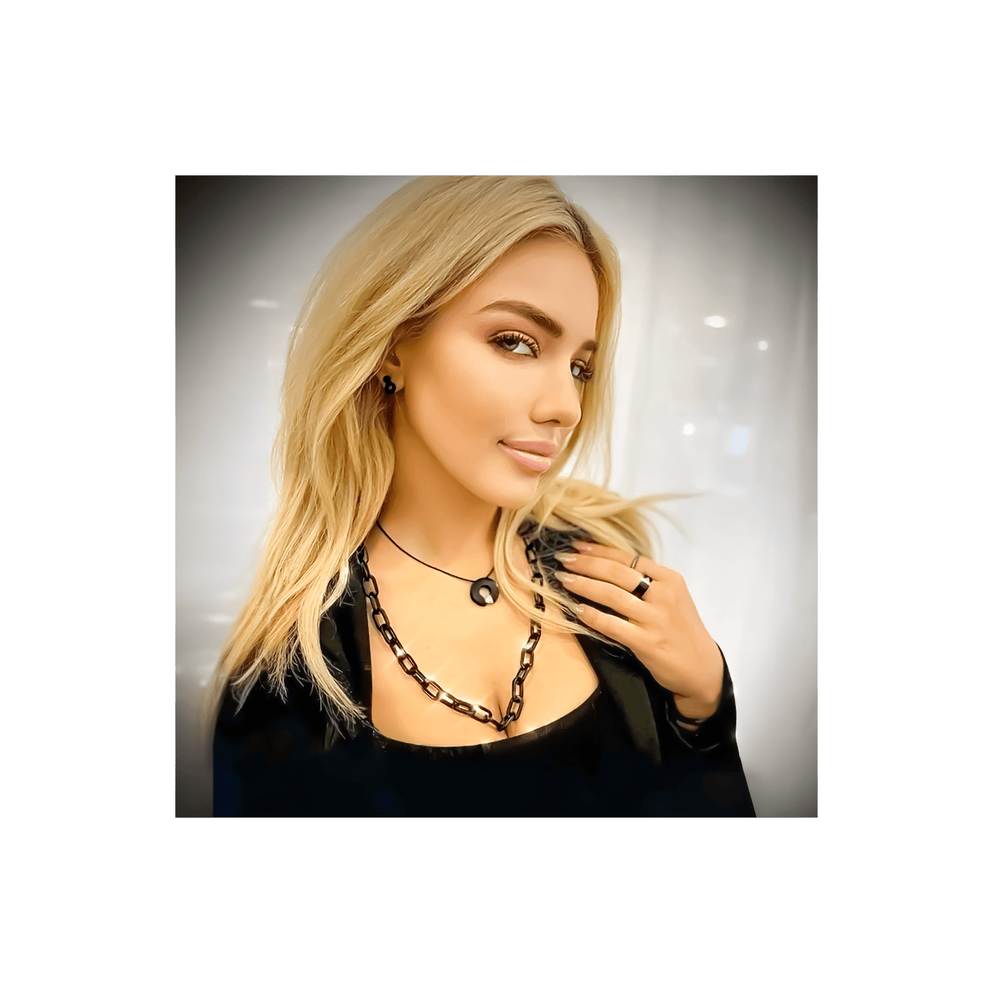 C200B B.Tiff Black Paperclip Chain Necklace - PBNJ FASHIONS