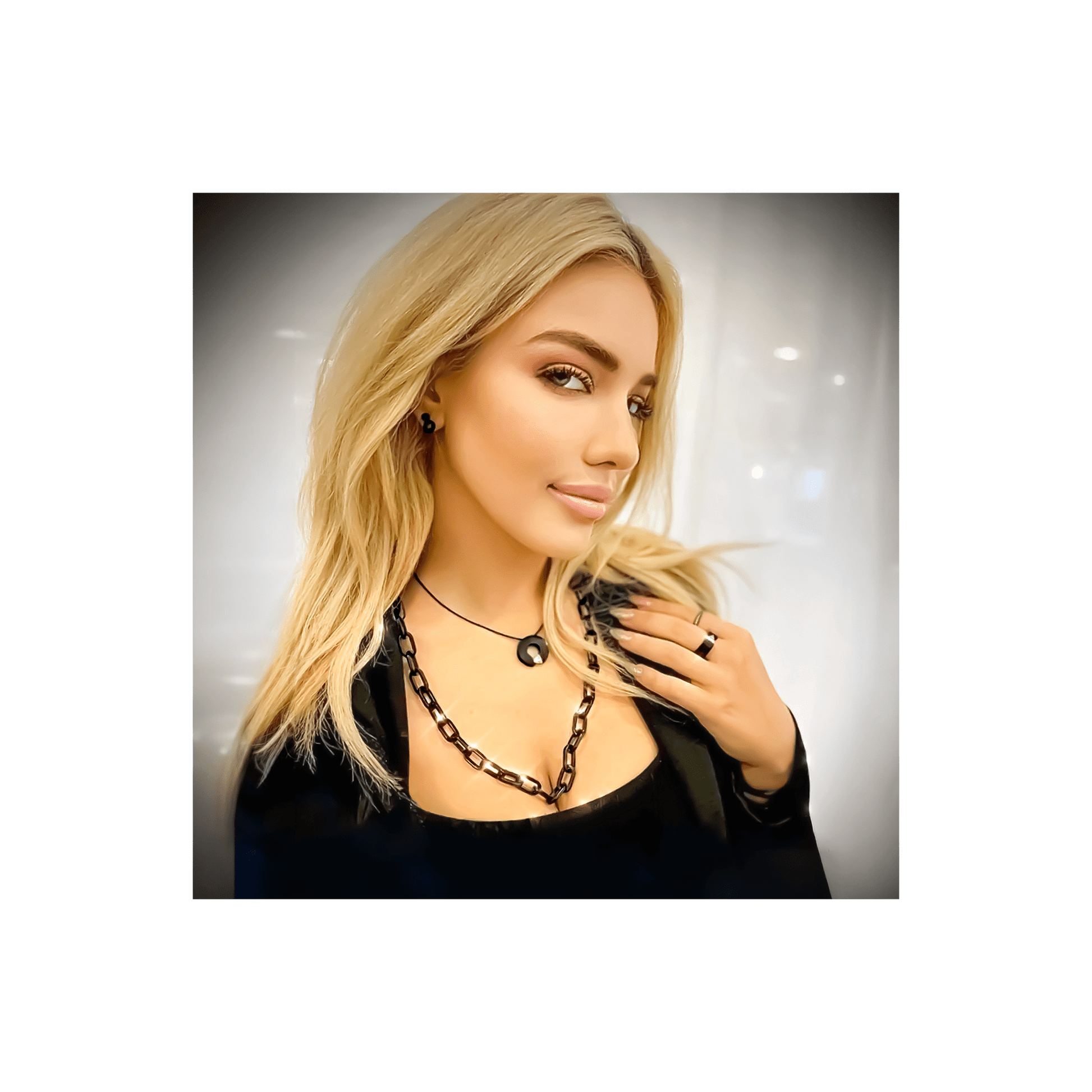 C200B B.Tiff Black Paperclip Chain Necklace - PBNJ FASHIONS
