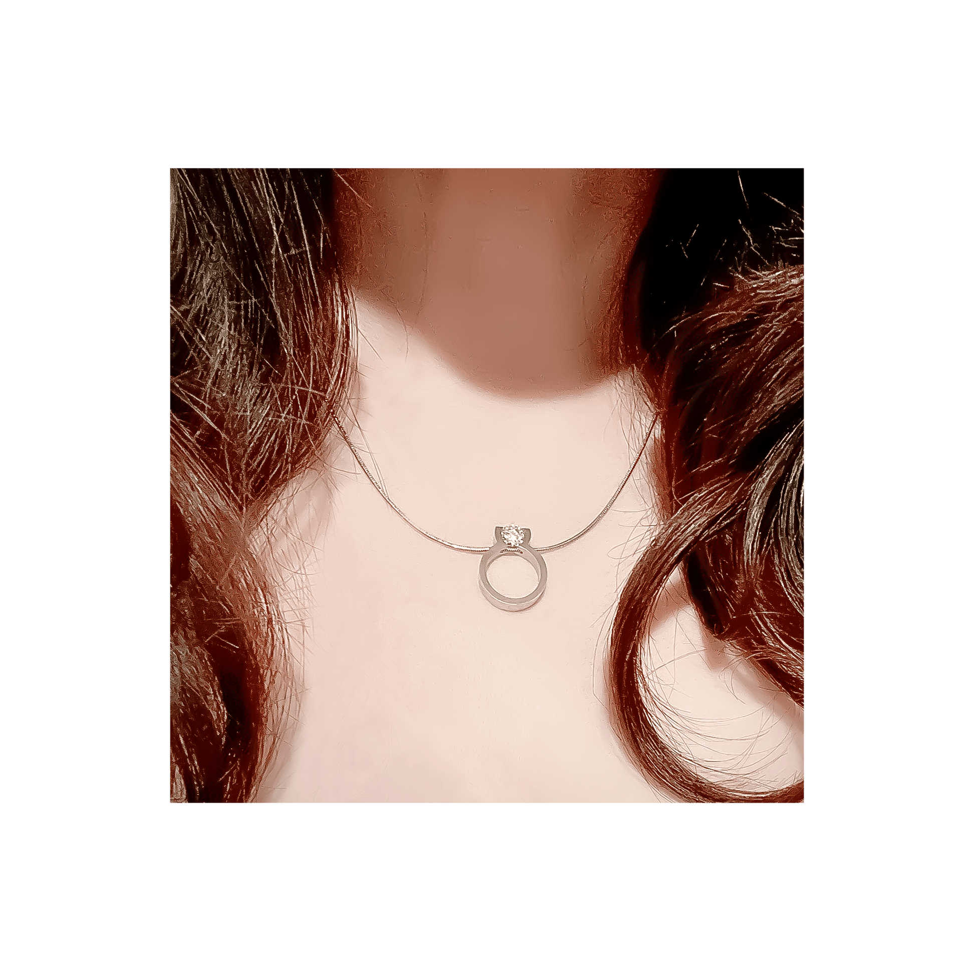 PT117W B.Tiff 1 CT Tension Ring Pendant Necklace - PBNJ FASHIONS