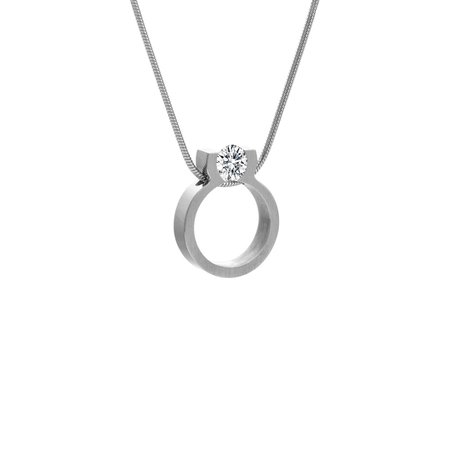 PT117W B.Tiff 1 CT Tension Ring Pendant Necklace - PBNJ FASHIONS