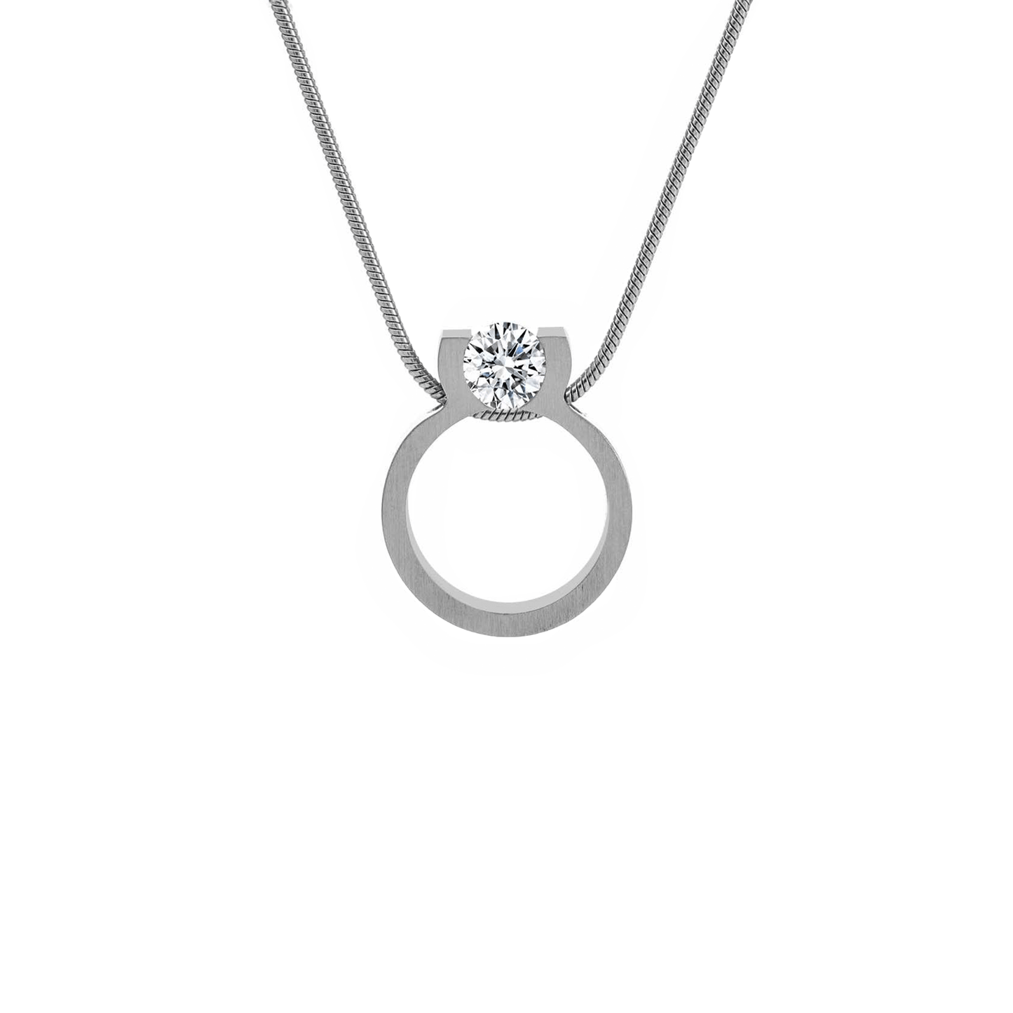 PT117W B.Tiff 1 CT Tension Ring Pendant Necklace - PBNJ FASHIONS