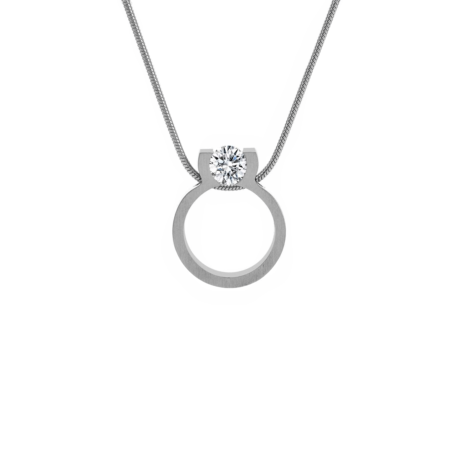 PT117W B.Tiff 1 CT Tension Ring Pendant Necklace - PBNJ FASHIONS
