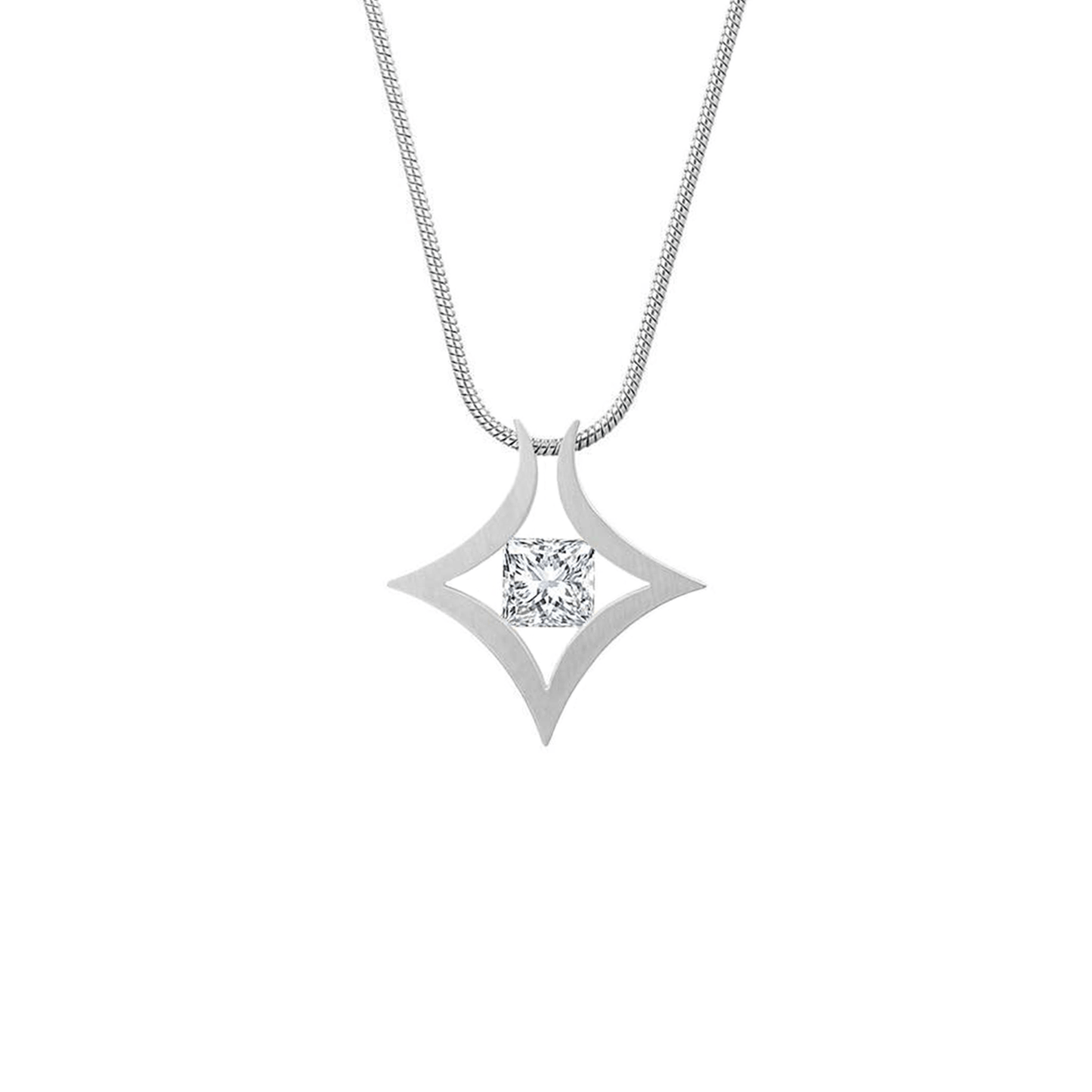PT124W B.Tiff Natal 1 ct Princess Cut Tension Pendant Necklace - PBNJ FASHIONS