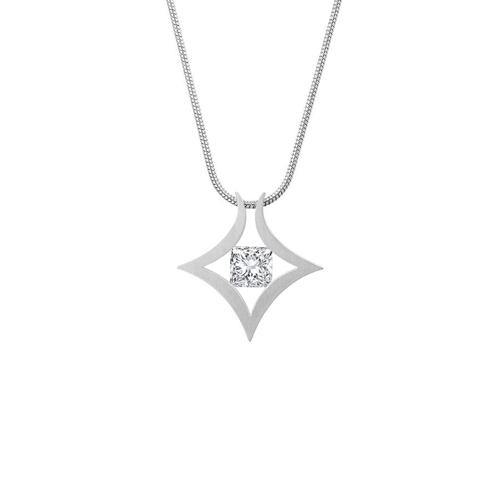 PT124W B.Tiff Natal 1 ct Princess Cut Tension Pendant Necklace - PBNJ FASHIONS