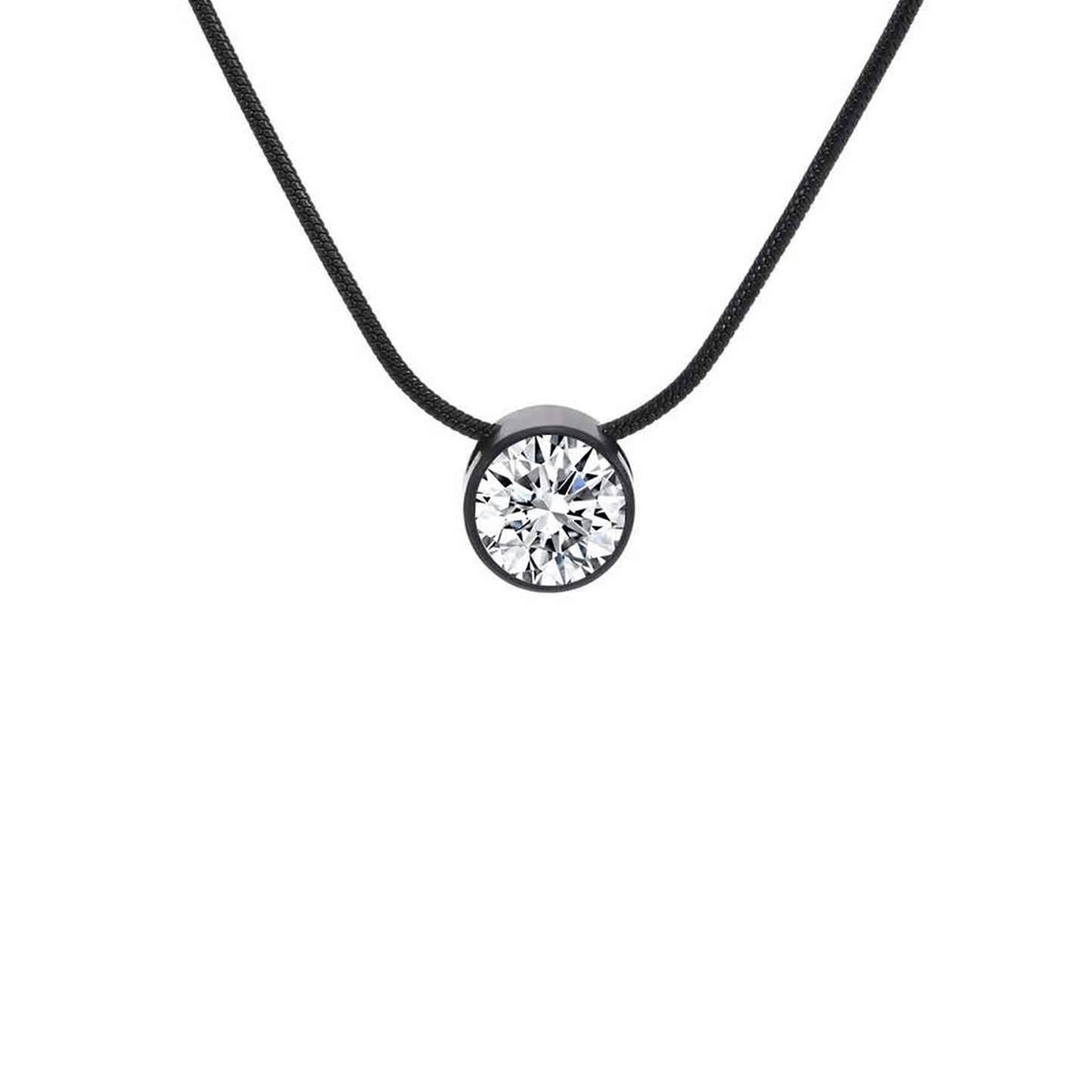 PT201B B.Tiff Black 2 ct Solitaire Pendant - PBNJ FASHIONS