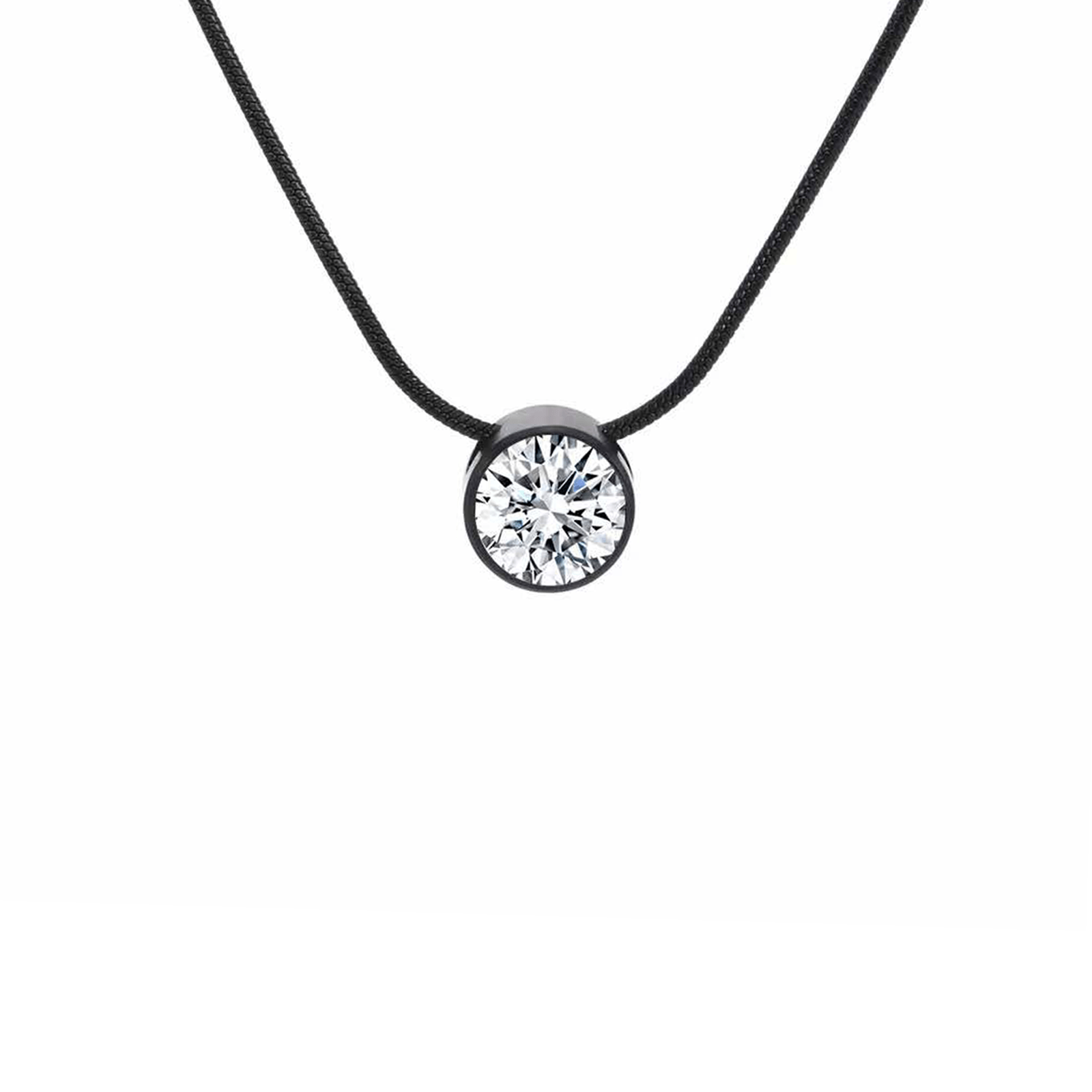 PT201B B.Tiff Black 2 ct Solitaire Pendant - PBNJ FASHIONS