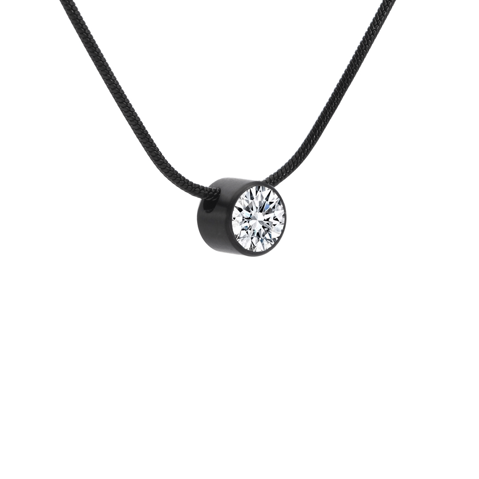 PT201B B.Tiff Black 2 ct Solitaire Pendant - PBNJ FASHIONS