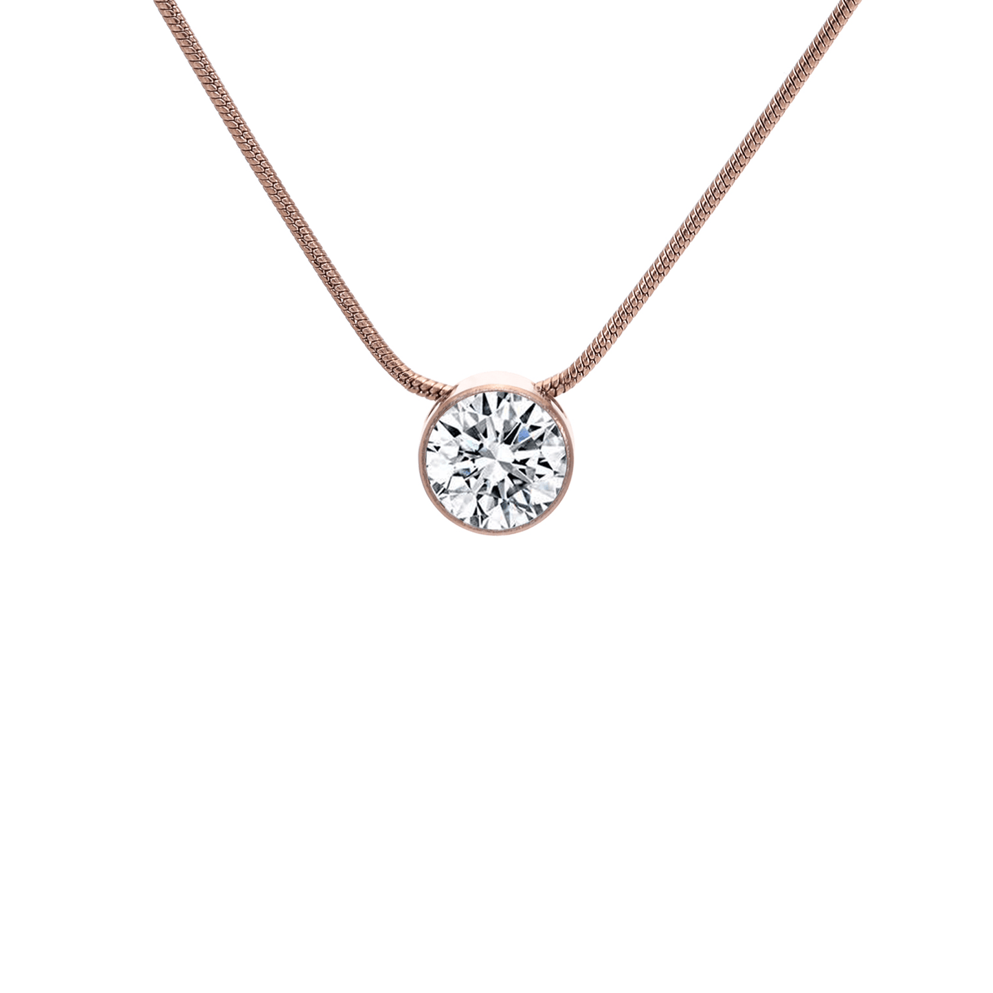 PT201RG B.Tiff Rose Gold 2 ct Solitaire Pendant - PBNJ FASHIONS