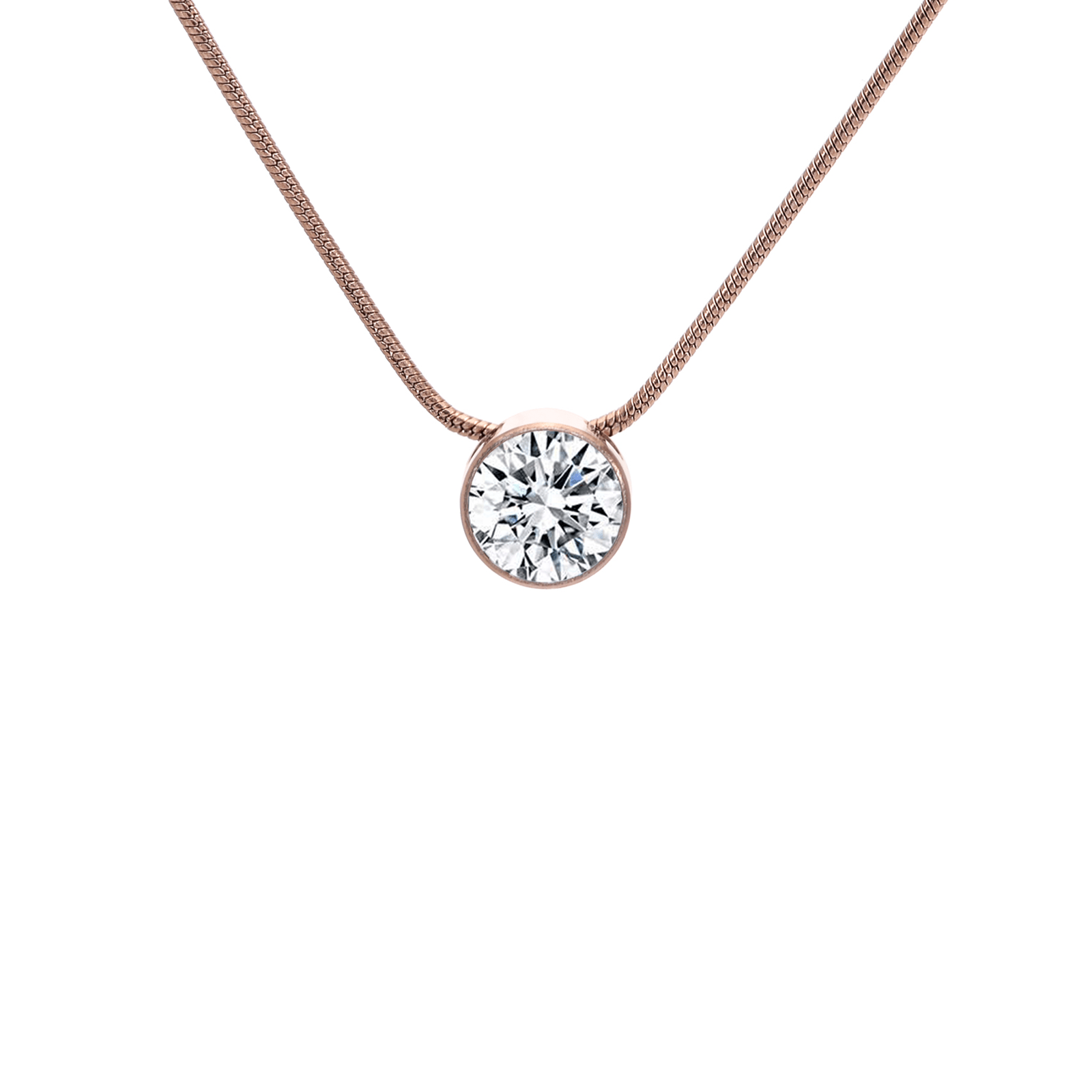 PT201RG B.Tiff Rose Gold 2 ct Solitaire Pendant - PBNJ FASHIONS