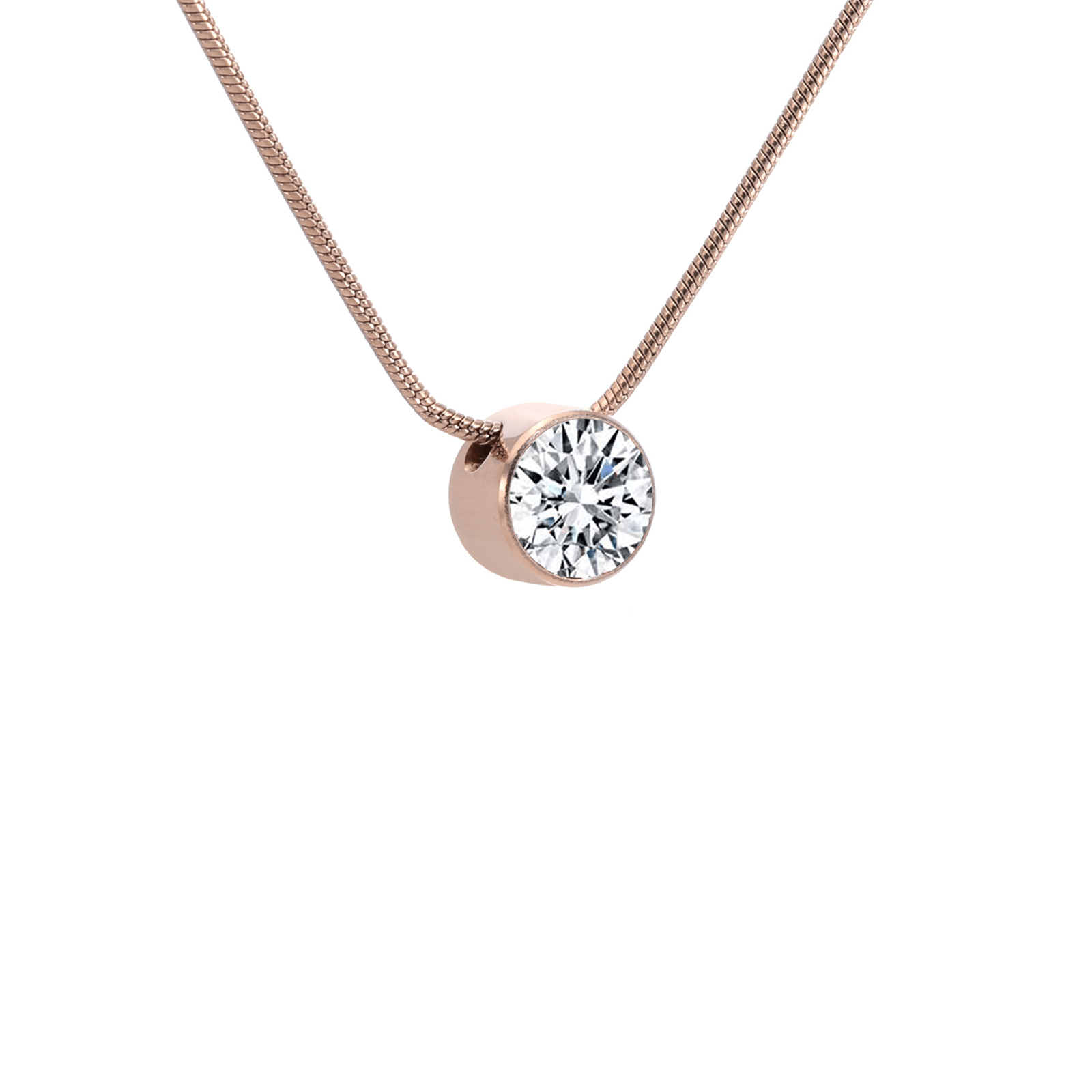 PT201RG B.Tiff Rose Gold 2 ct Solitaire Pendant - PBNJ FASHIONS