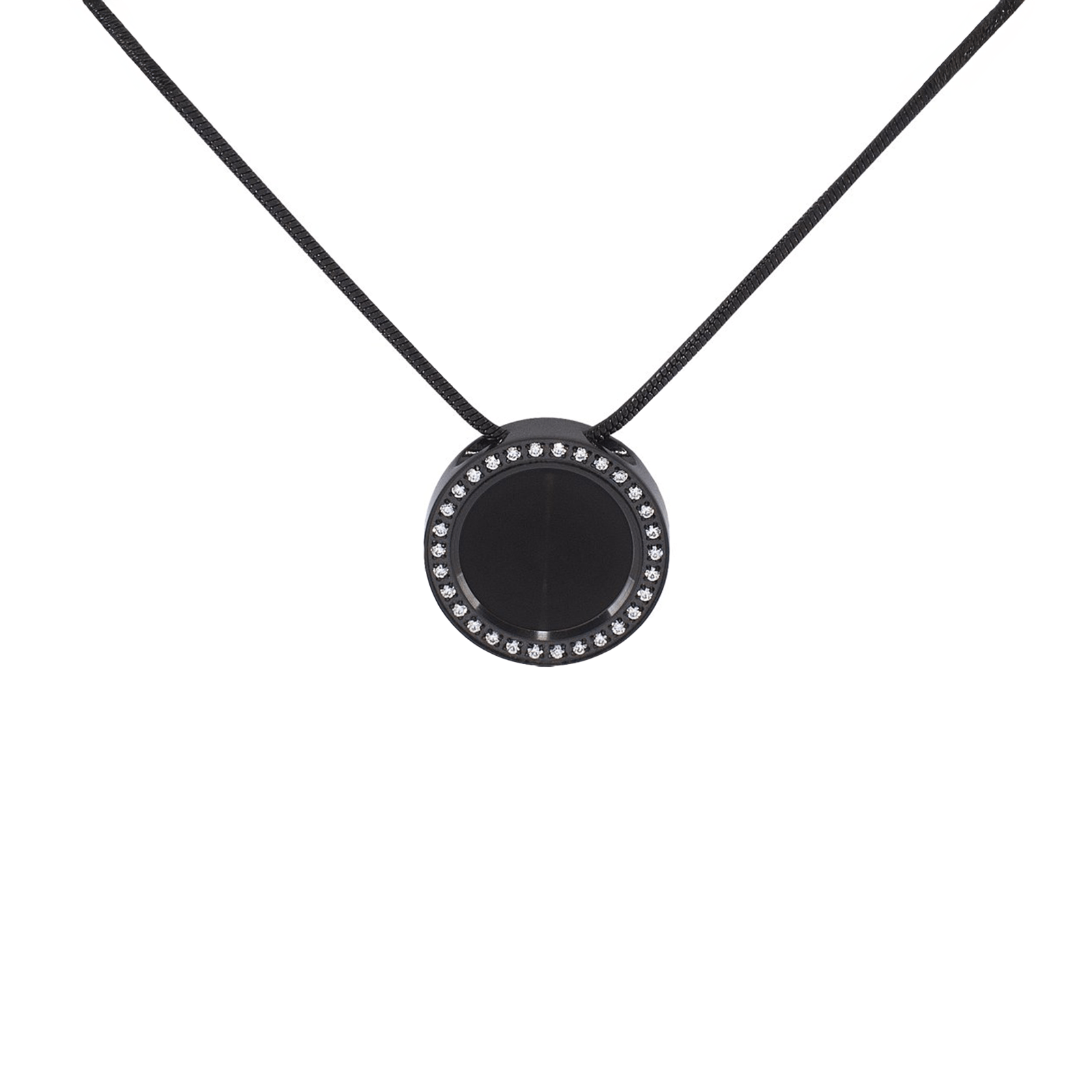 PT207B B.Tiff Black Pavé 30 - Stone Halo Pendant - PBNJ FASHIONS