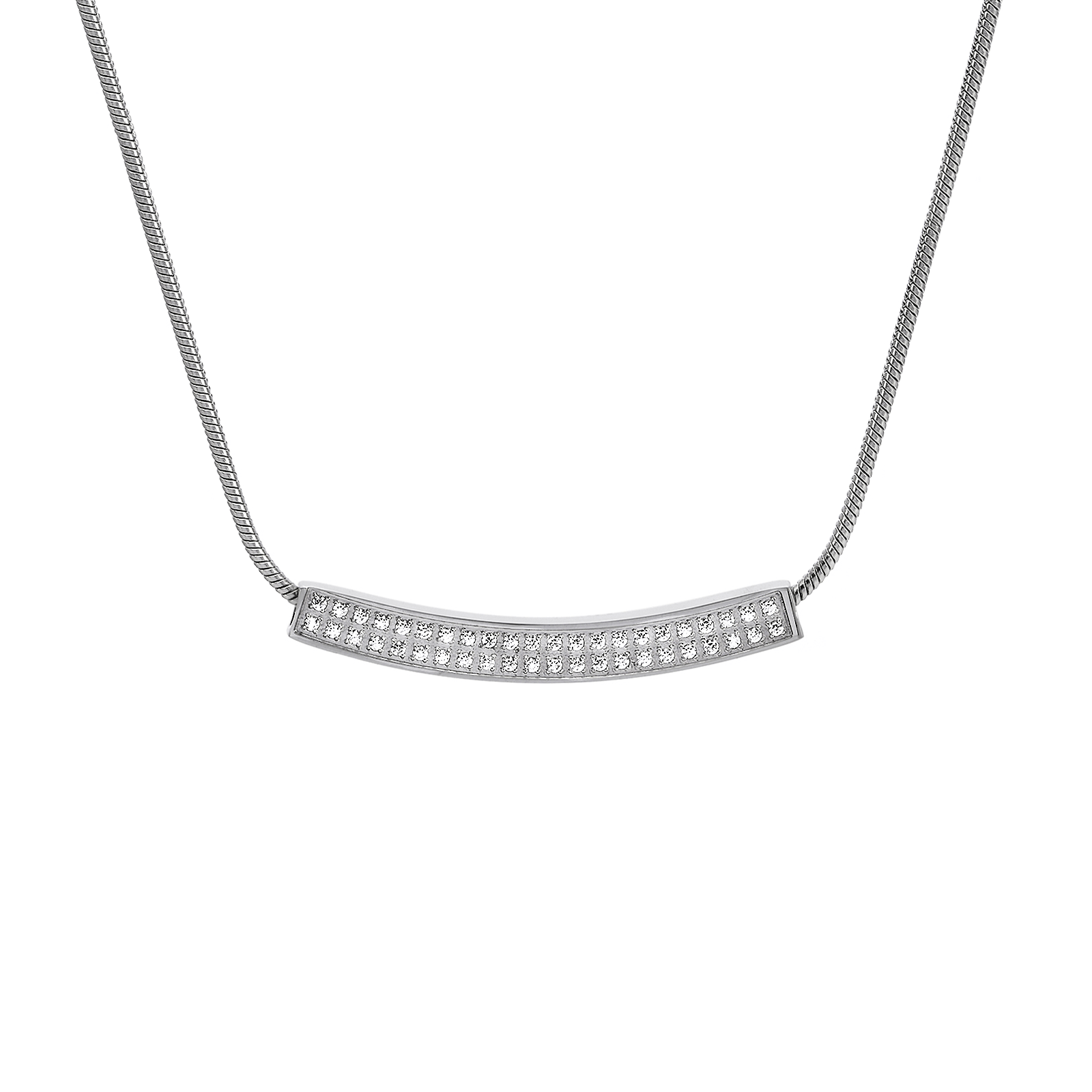 PT222W B.Tiff Pavé Crescent Pendant Necklace - PBNJ FASHIONS