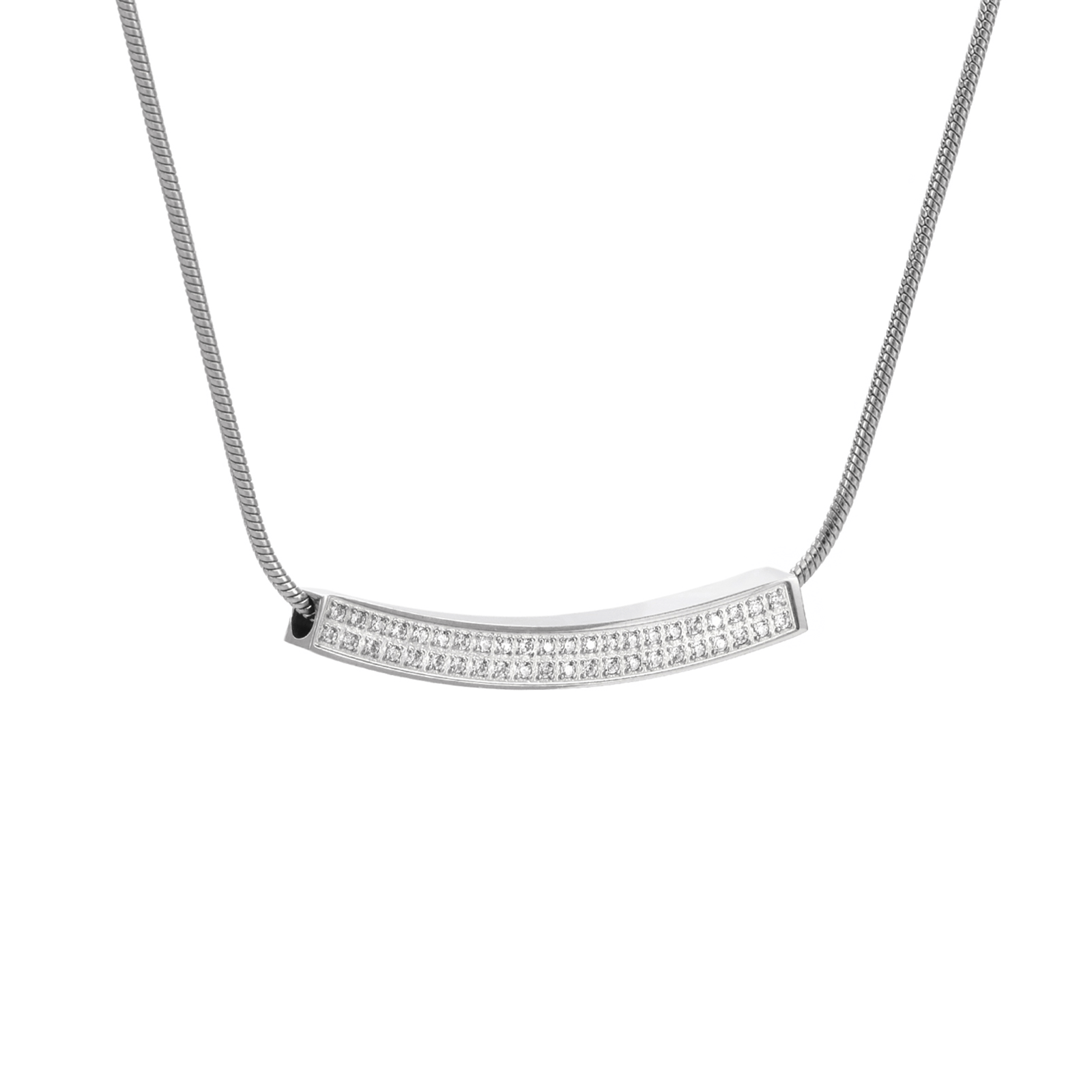 PT222W B.Tiff Pavé Crescent Pendant Necklace - PBNJ FASHIONS
