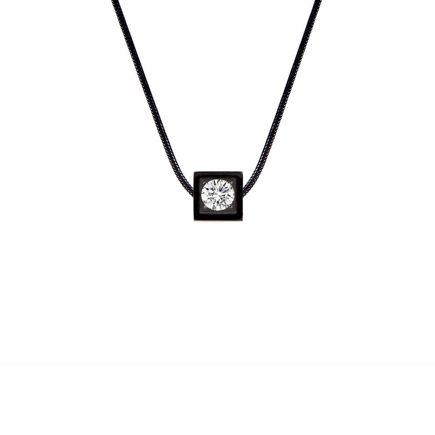 PT301B B.Tiff Black Cubi Pendant Necklace
