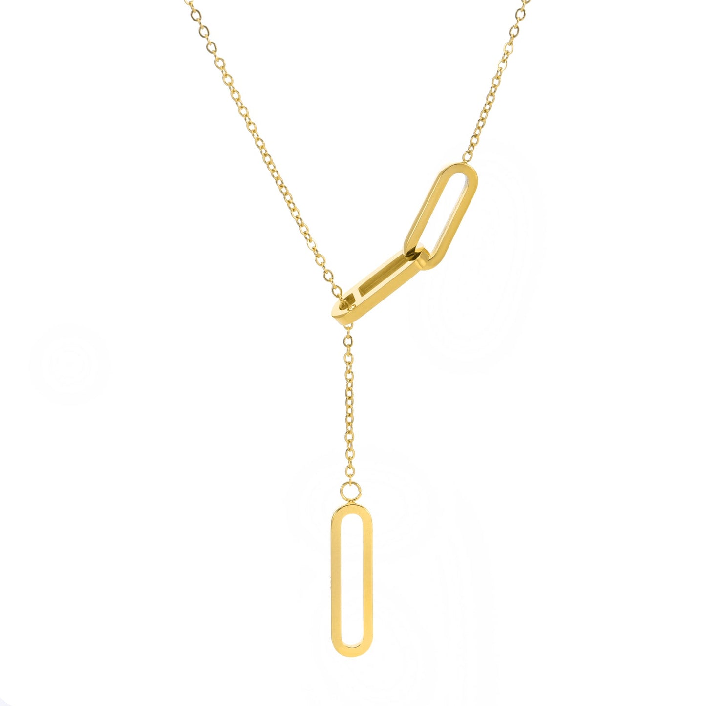 PT330G B.Tiff Adjustable Gold Thin Rolo Chain Necklace with Paperclip Links - PBNJ FASHIONS