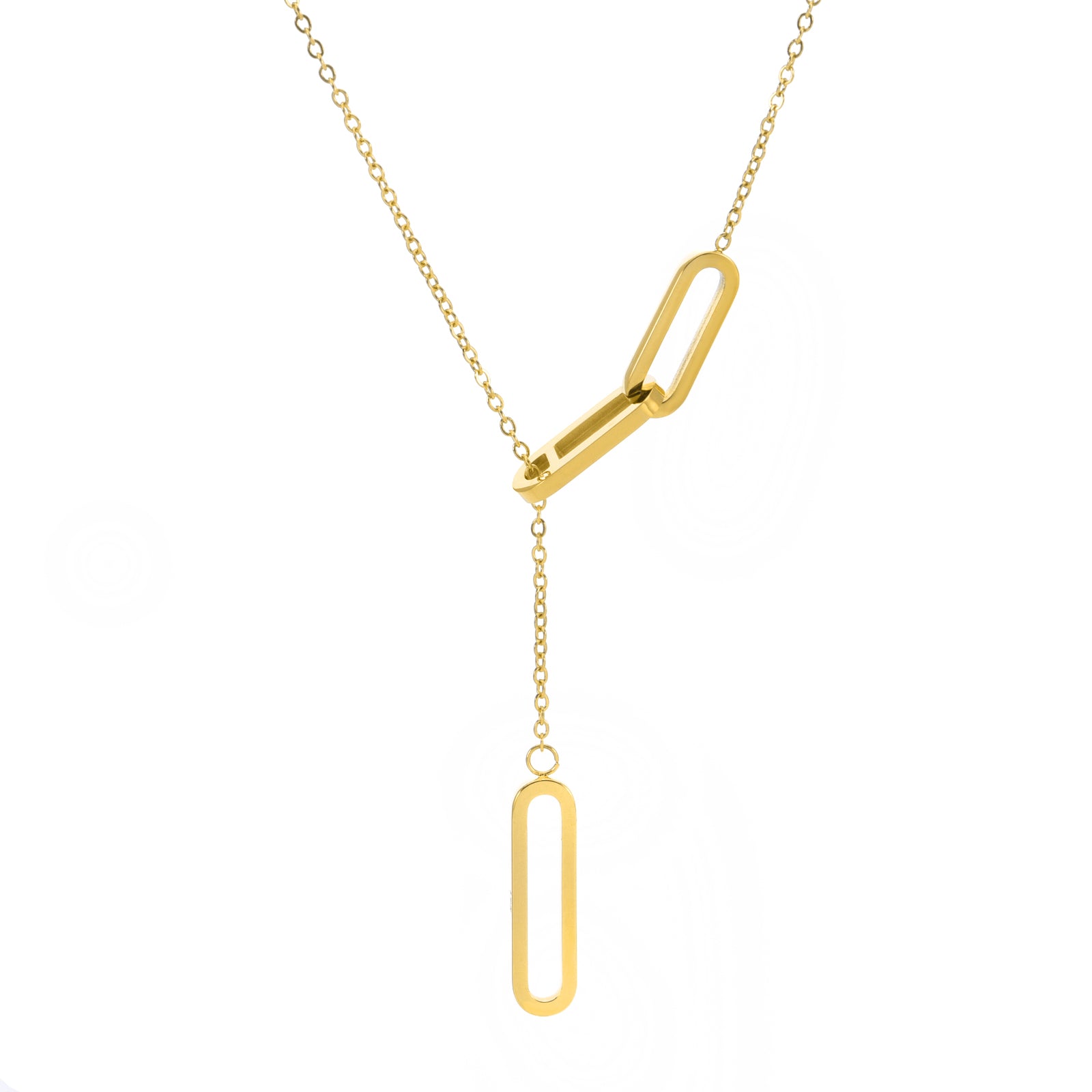 PT330G B.Tiff Adjustable Gold Thin Rolo Chain Necklace with Paperclip Links - PBNJ FASHIONS
