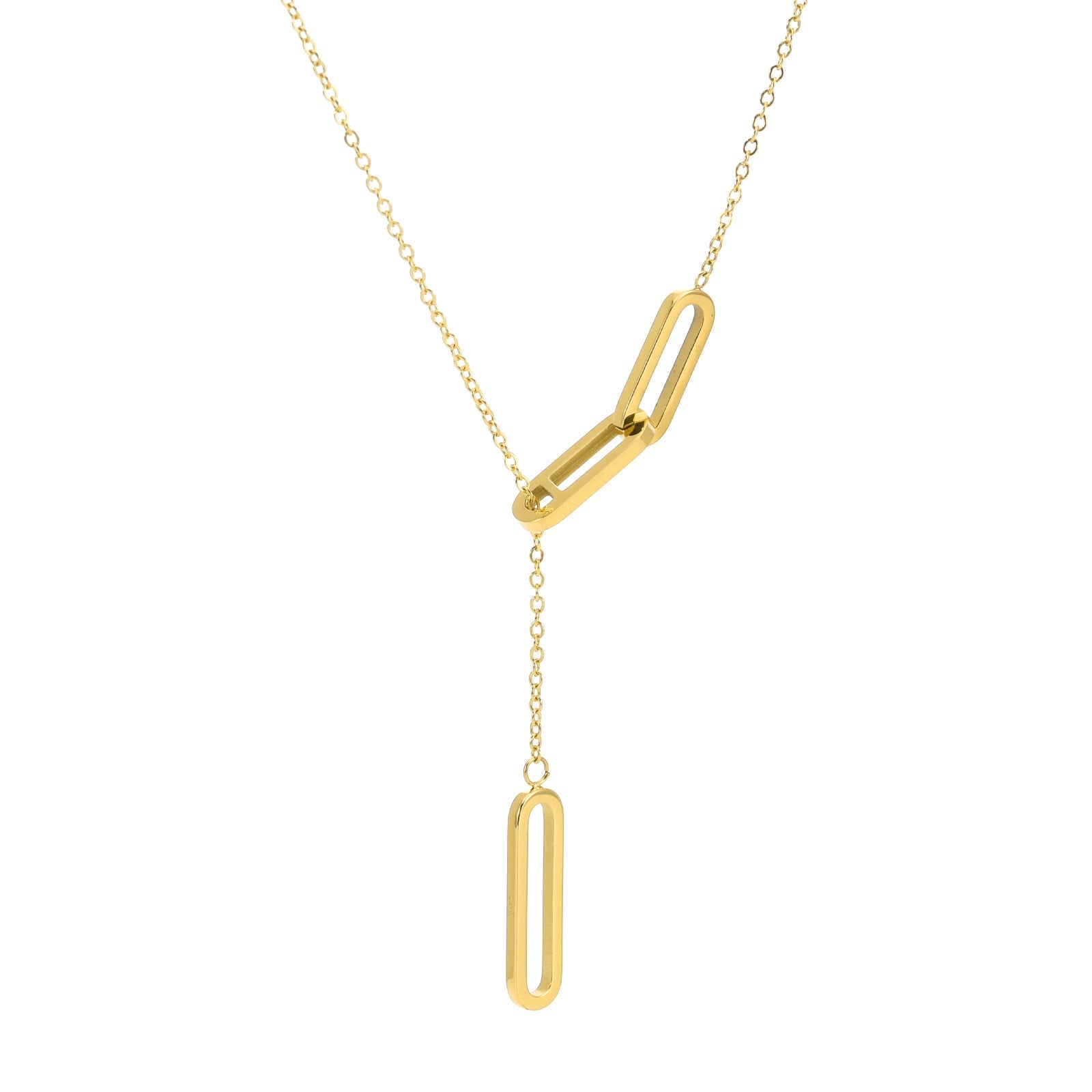 PT330G B.Tiff Adjustable Gold Thin Rolo Chain Necklace with Paperclip Links - PBNJ FASHIONS