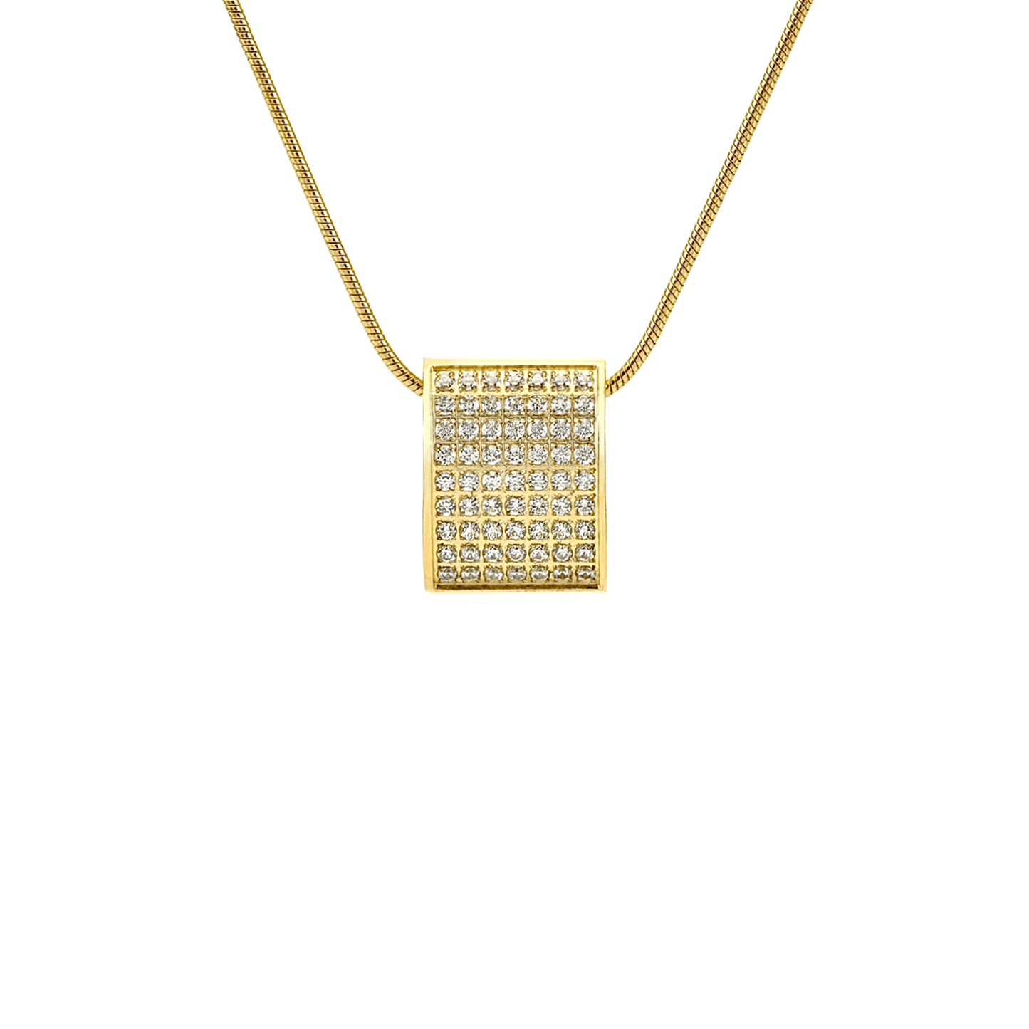 PT444G B.Tiff Gold Pavé Oreiller Pendant Necklace with Coil Chain - PBNJ FASHIONS