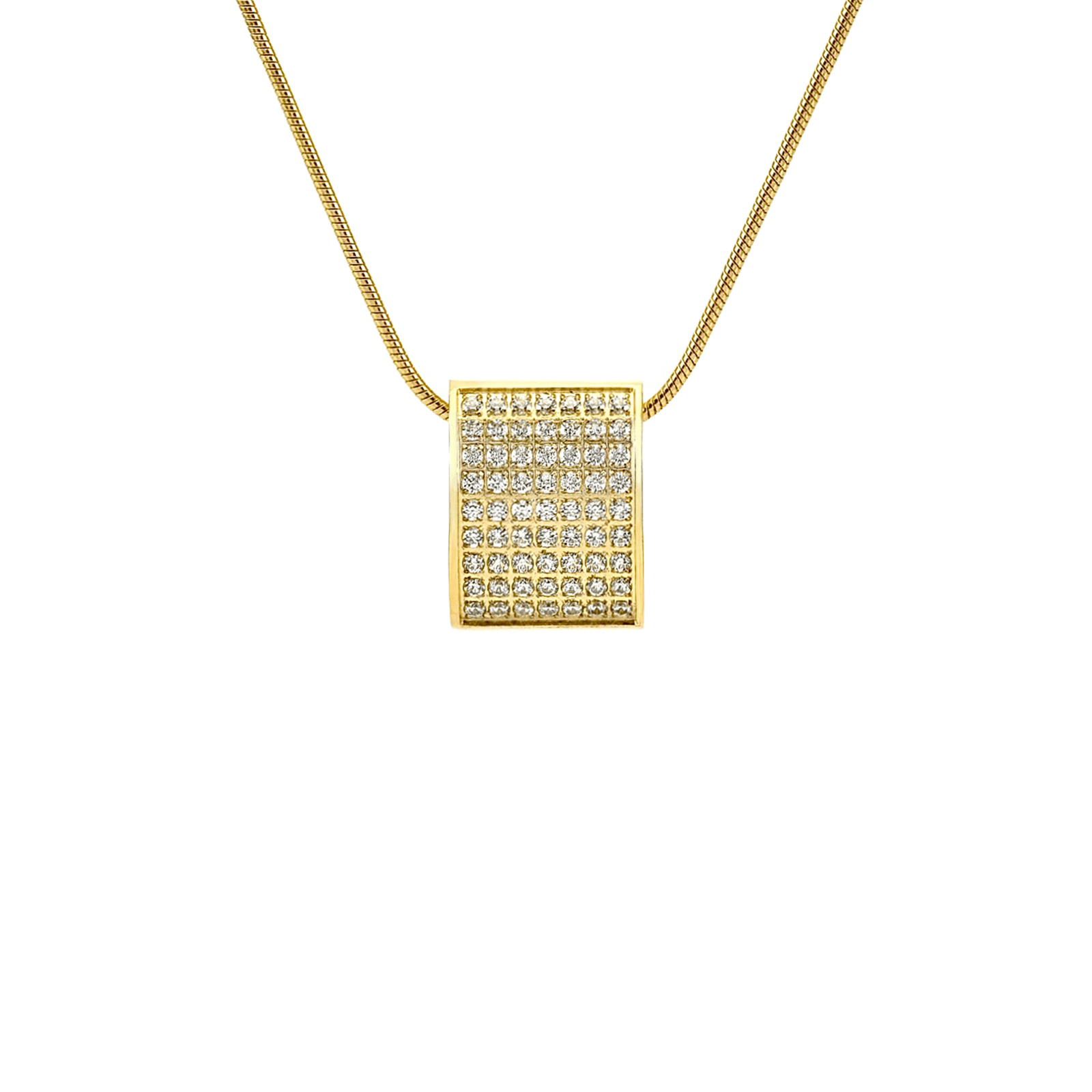 PT444G B.Tiff Gold Pavé Oreiller Pendant Necklace with Coil Chain - PBNJ FASHIONS