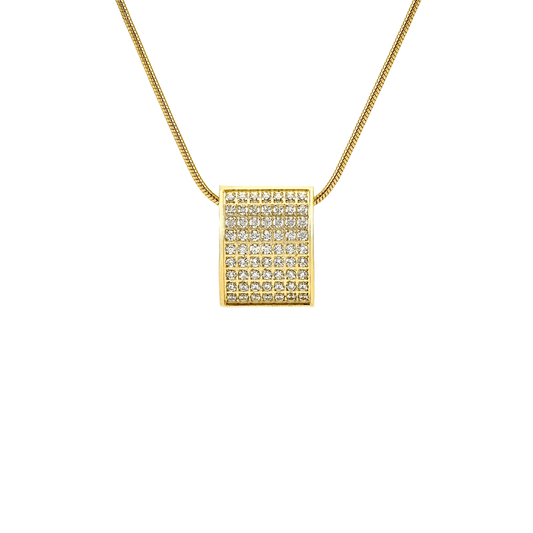 PT444G B.Tiff Gold Pavé Oreiller Pendant Necklace with Coil Chain - PBNJ FASHIONS