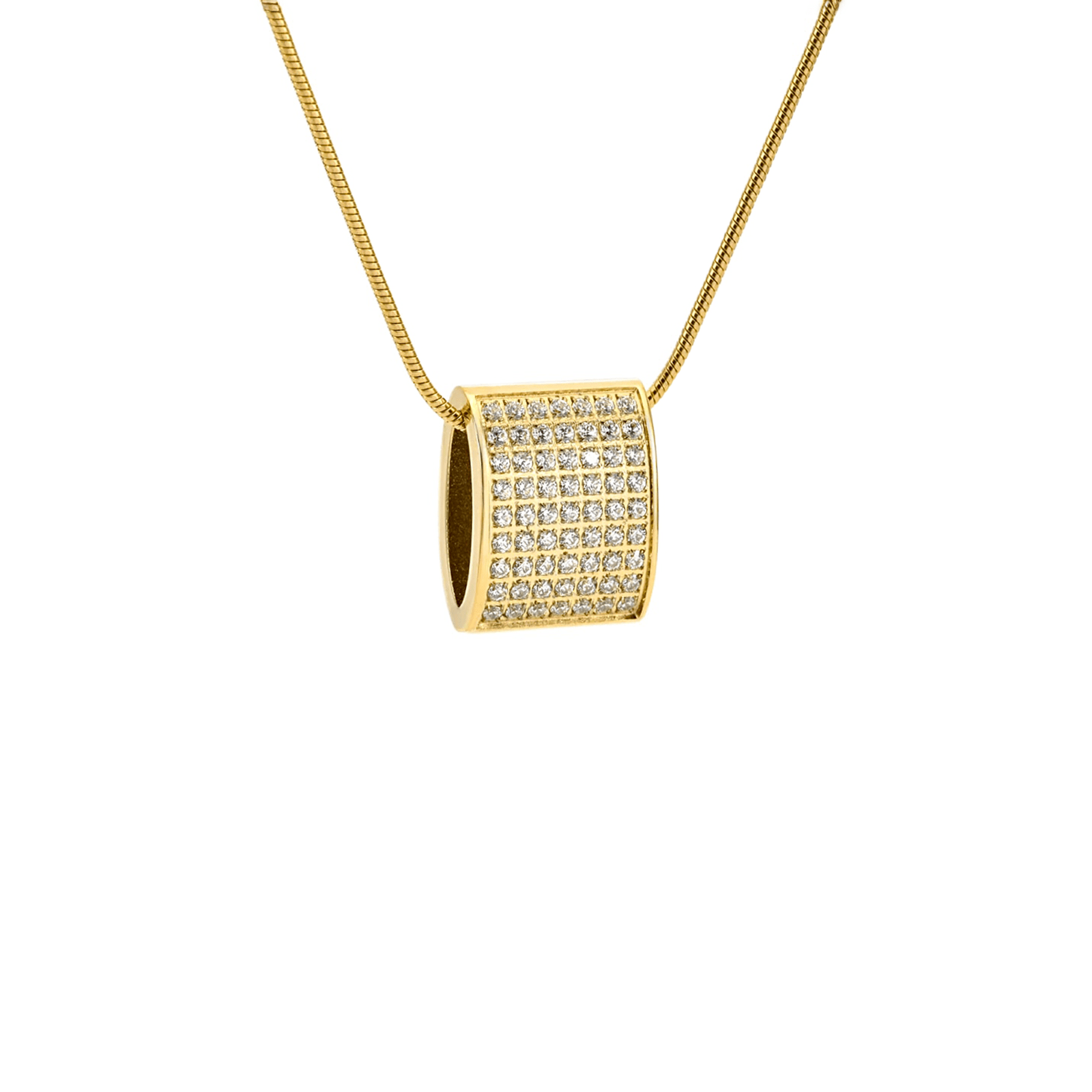 PT444G B.Tiff Gold Pavé Oreiller Pendant Necklace with Coil Chain - PBNJ FASHIONS