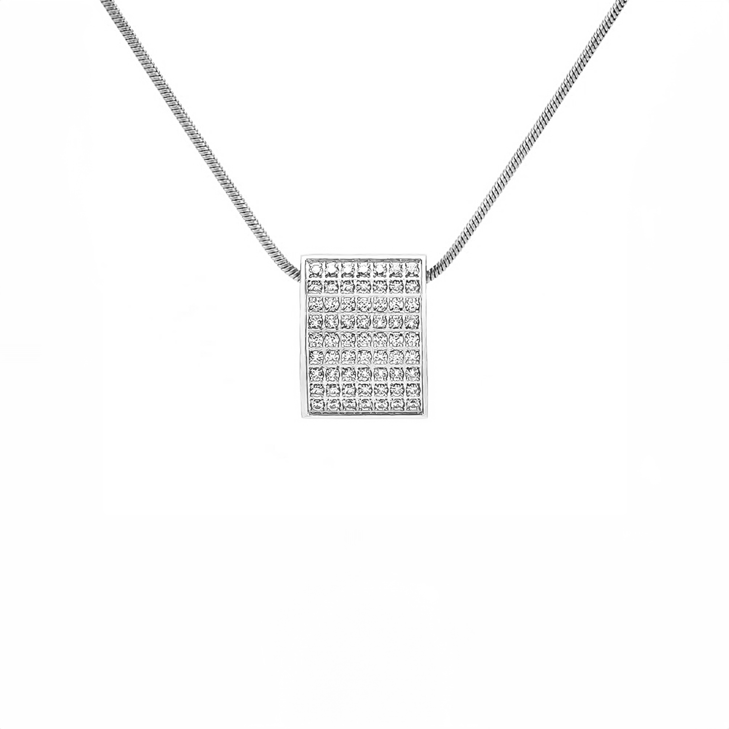 PT444W B.Tiff Pavé Oreiller Pendant Necklace with Coil Chain - PBNJ FASHIONS