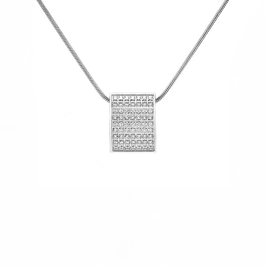 PT444W B.Tiff Pavé Oreiller Pendant Necklace with Coil Chain - PBNJ FASHIONS
