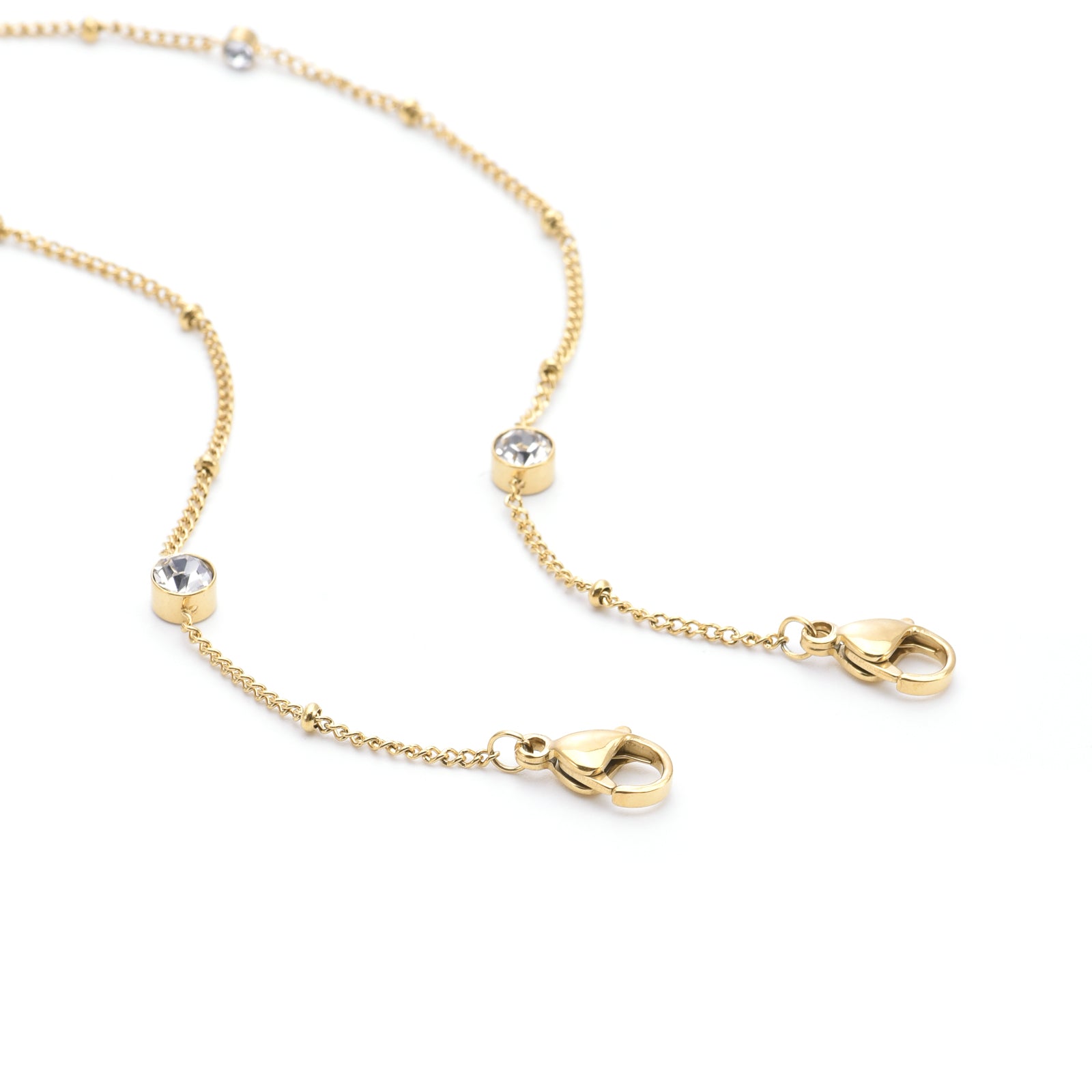 PT456G B.Tiff 8 - Stone Gold Pavé Station Necklace - PBNJ FASHIONS