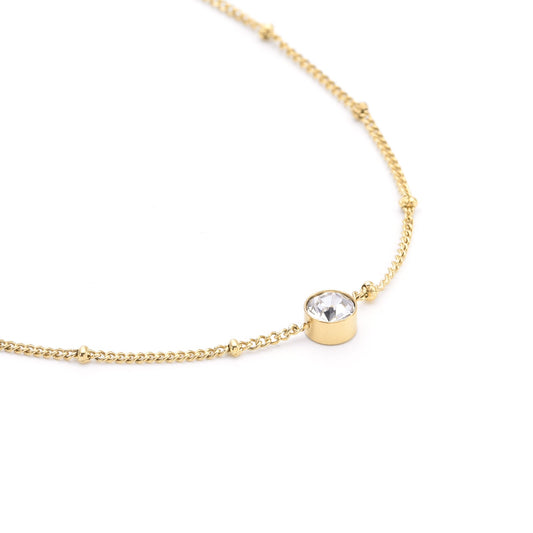 PT456G B.Tiff 8 - Stone Gold Pavé Station Necklace - PBNJ FASHIONS