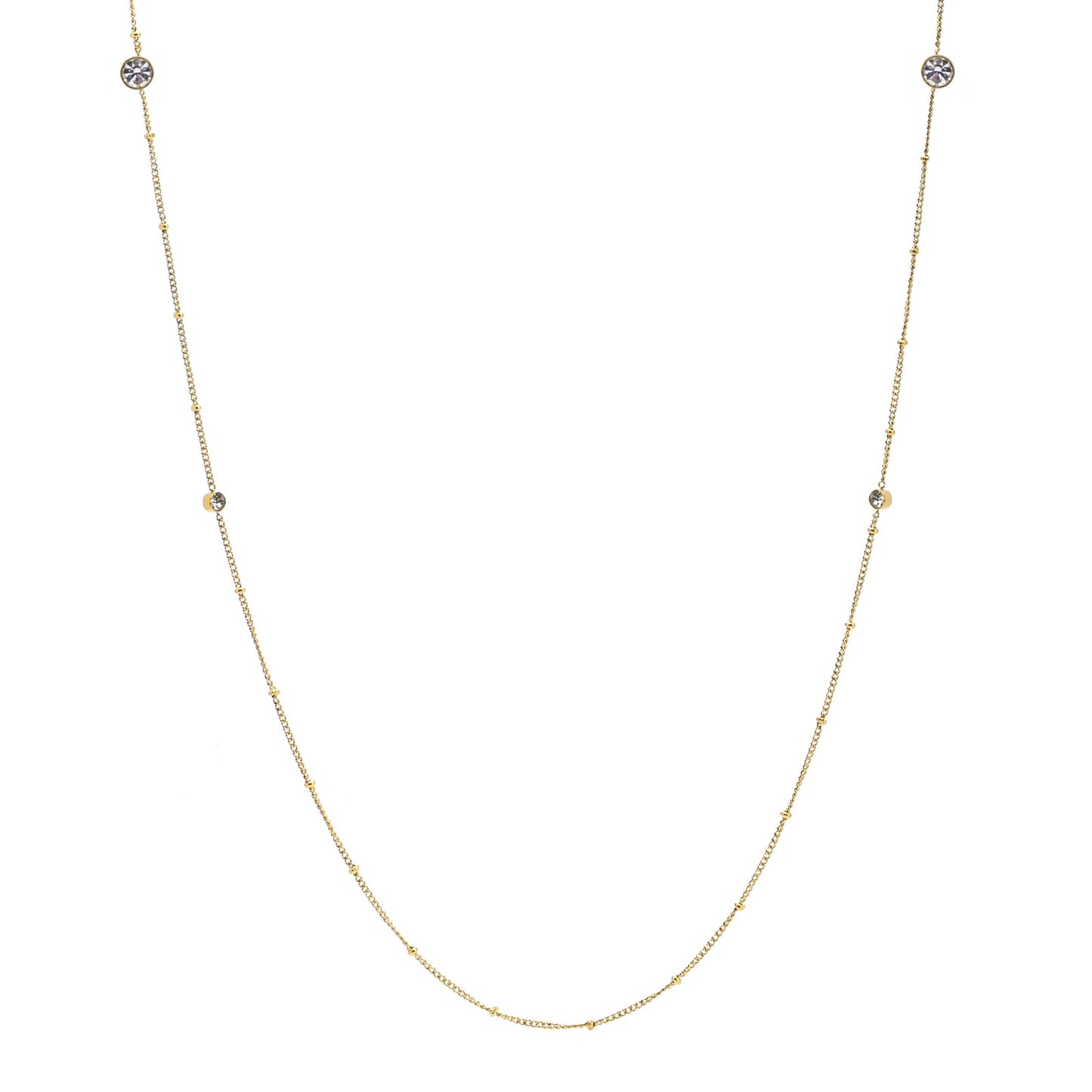 PT456G B.Tiff 8 - Stone Gold Pavé Station Necklace - PBNJ FASHIONS