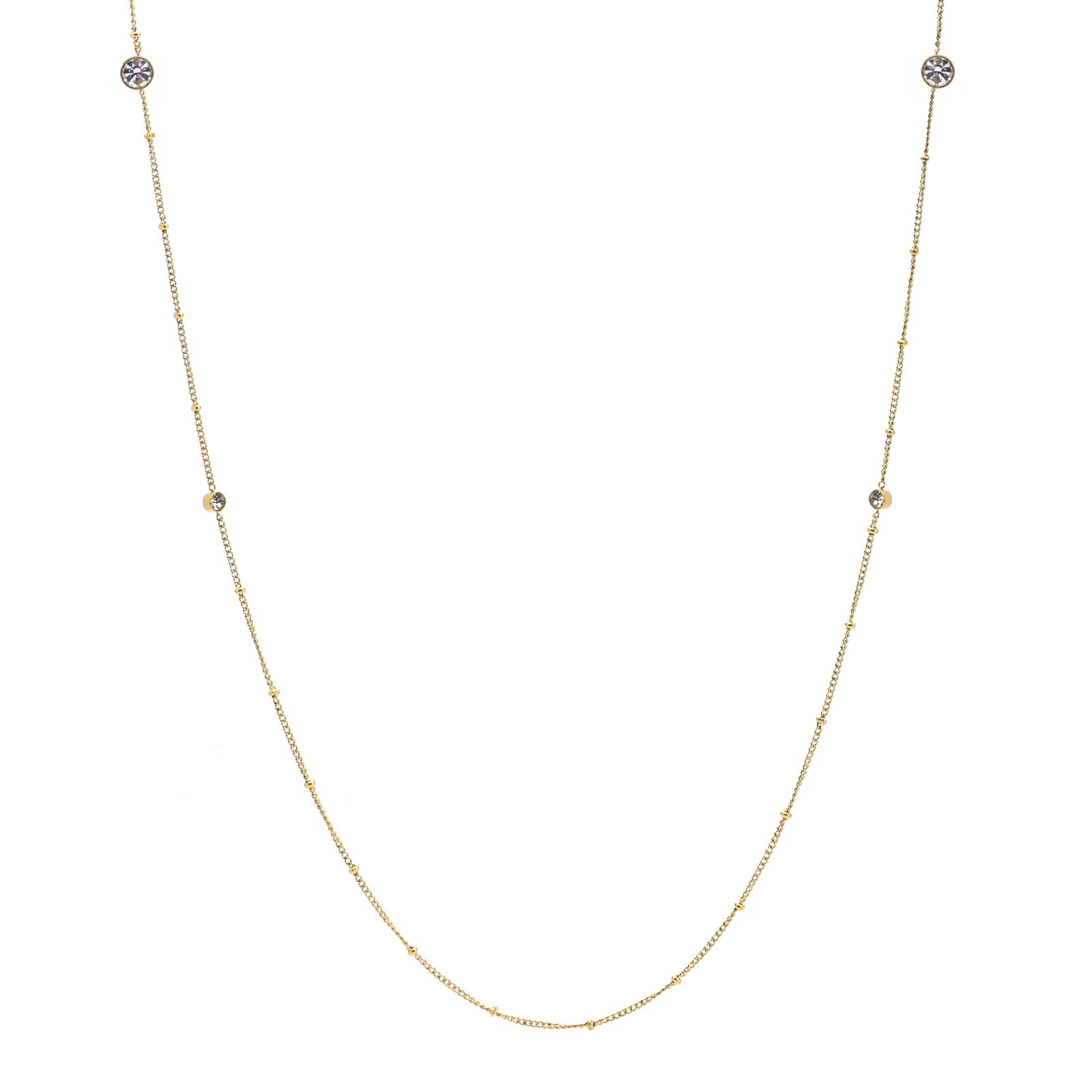 PT456G B.Tiff 8 - Stone Gold Pavé Station Necklace - PBNJ FASHIONS
