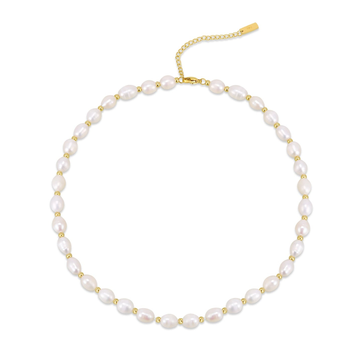 PT801G B.Tiff Gold Beads Interlaced Pearl Necklace - PBNJ FASHIONS