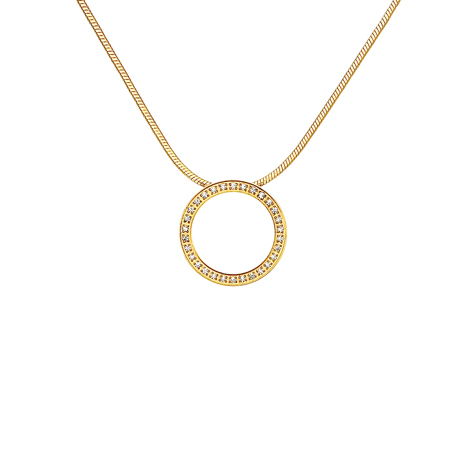 PT800GW B.Tiff White Enamel Gold Pavé 30 - Stone Halo Pendant - PBNJ FASHIONS
