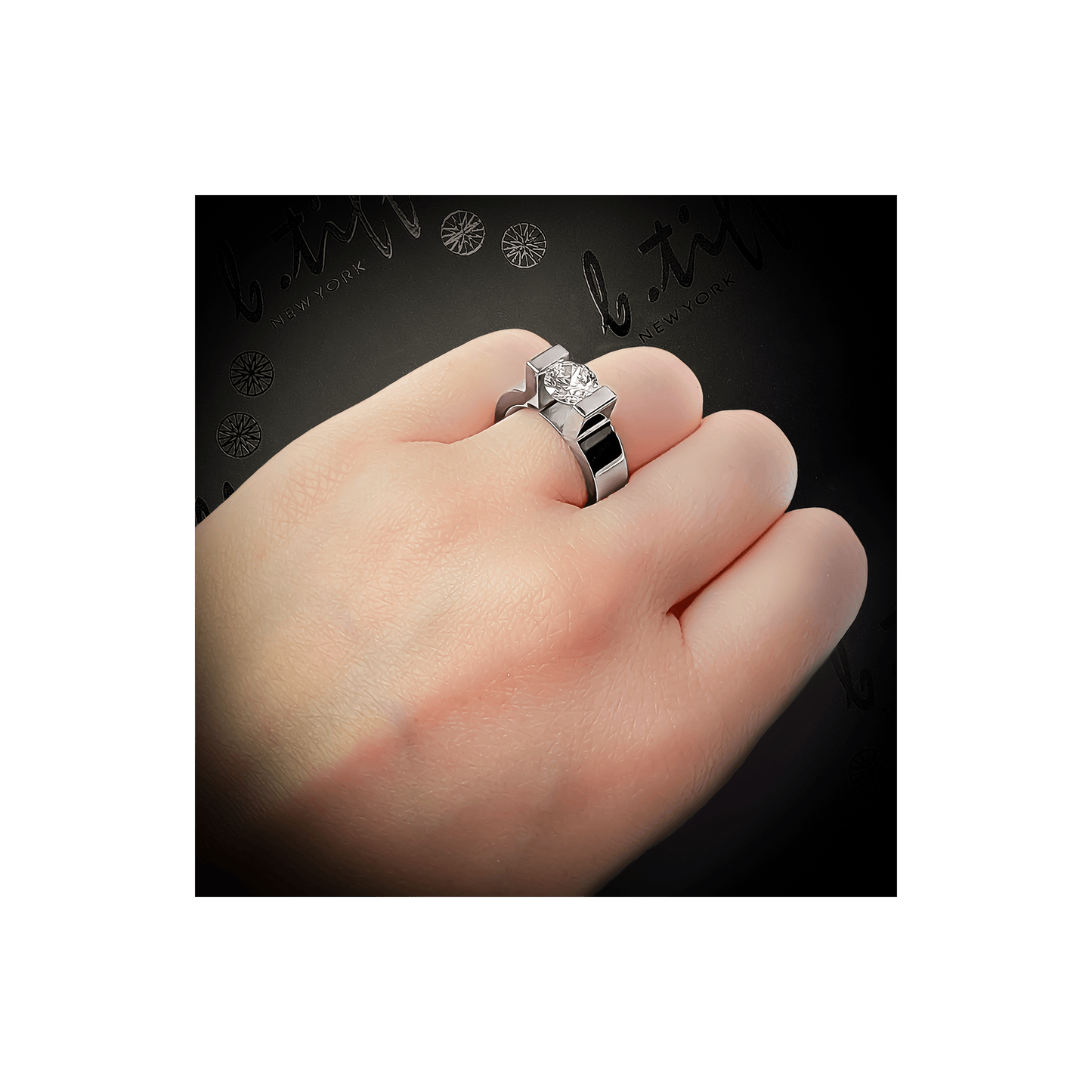RG074W B.Tiff Tension 1 ct Round Solitaire Engagement Ring - PBNJ FASHIONS