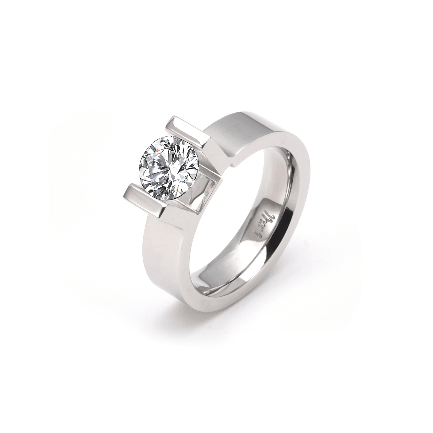 RG074W B.Tiff Tension 1 ct Round Solitaire Engagement Ring - PBNJ FASHIONS