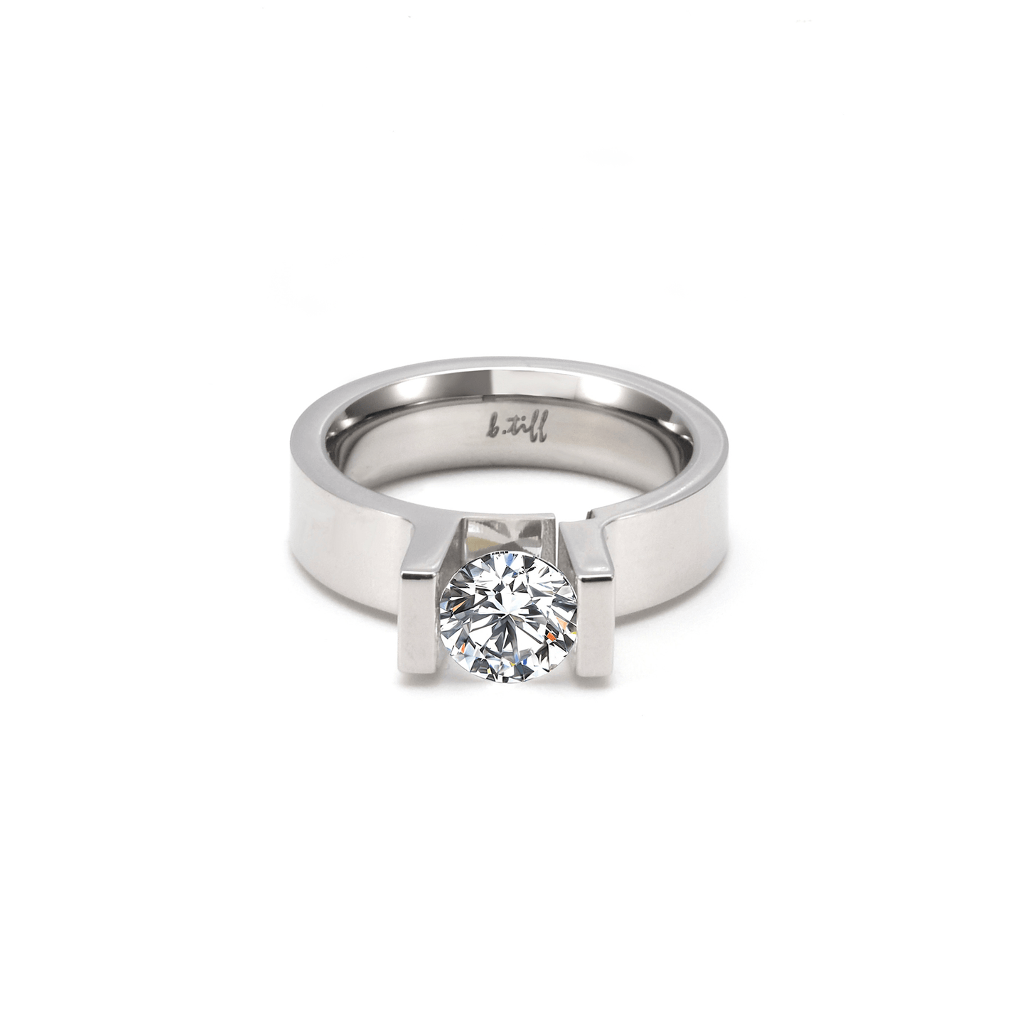 RG074W B.Tiff Tension 1 ct Round Solitaire Engagement Ring - PBNJ FASHIONS