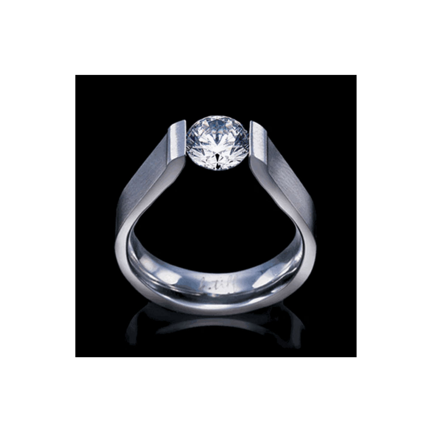 RG091W B.Tiff Tension 1 ct Round Solitaire Curved Edge Engagement Ring - PBNJ FASHIONS