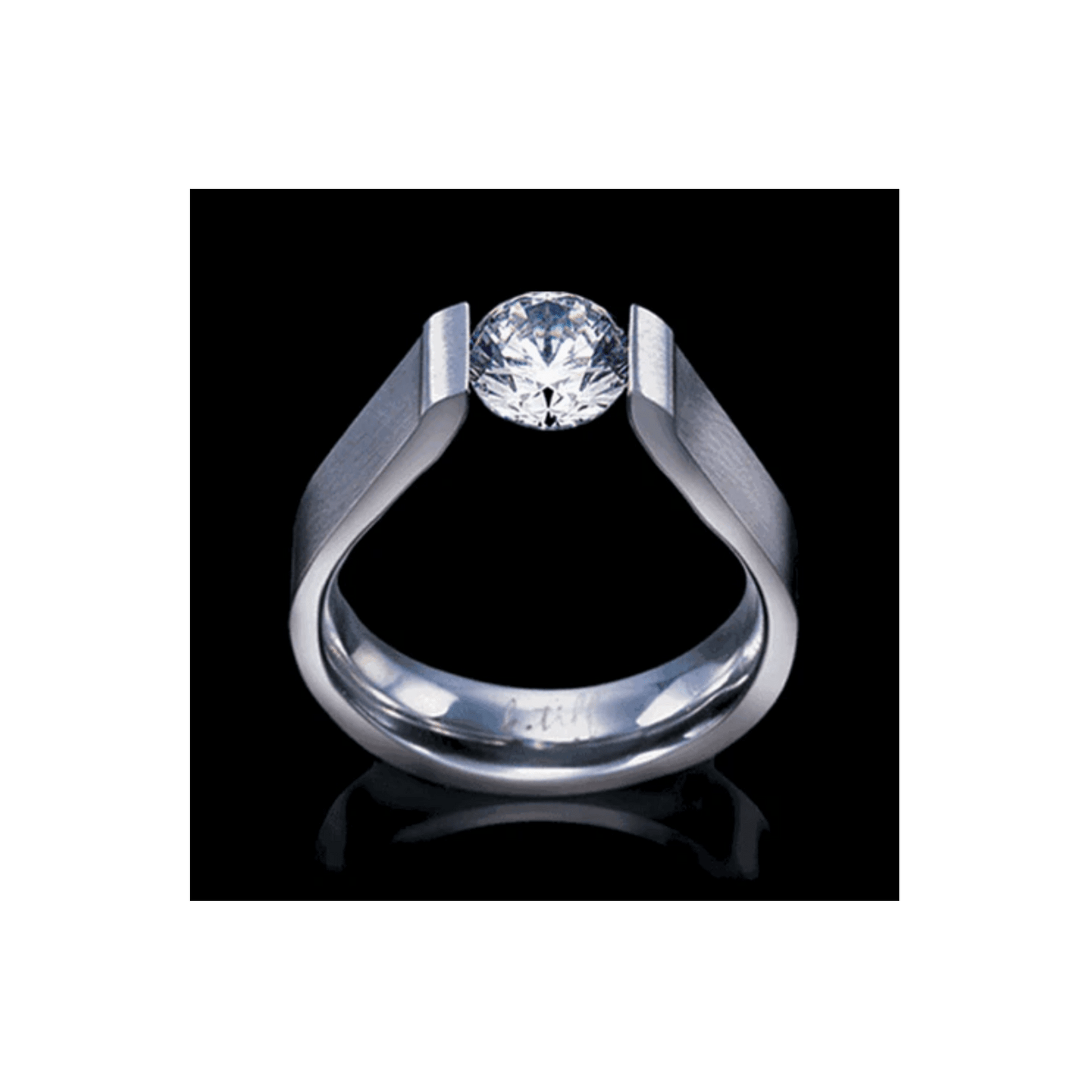 RG091W B.Tiff Tension 1 ct Round Solitaire Curved Edge Engagement Ring - PBNJ FASHIONS