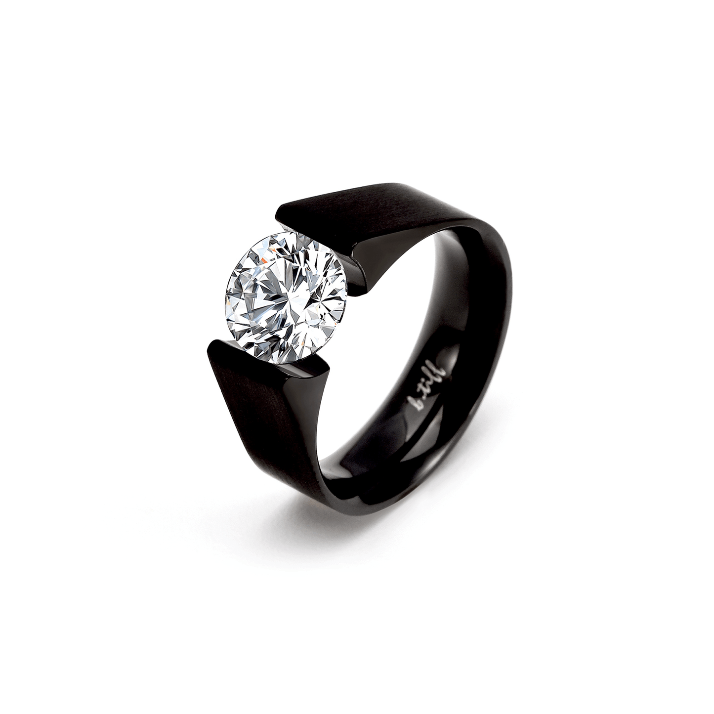 RG093B B.Tiff Black 2 ct Round Solitaire Engagement Ring - PBNJ FASHIONS