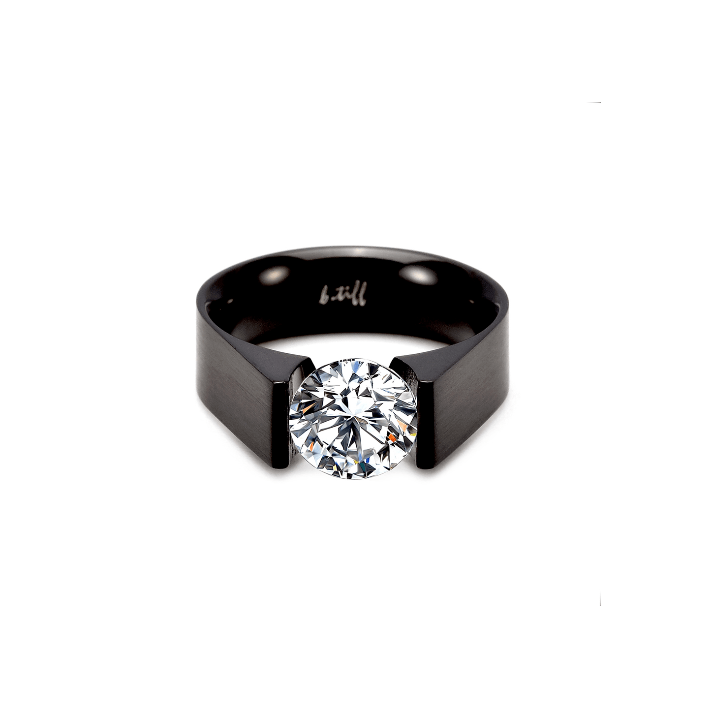 RG093B B.Tiff Black 2 ct Round Solitaire Engagement Ring - PBNJ FASHIONS
