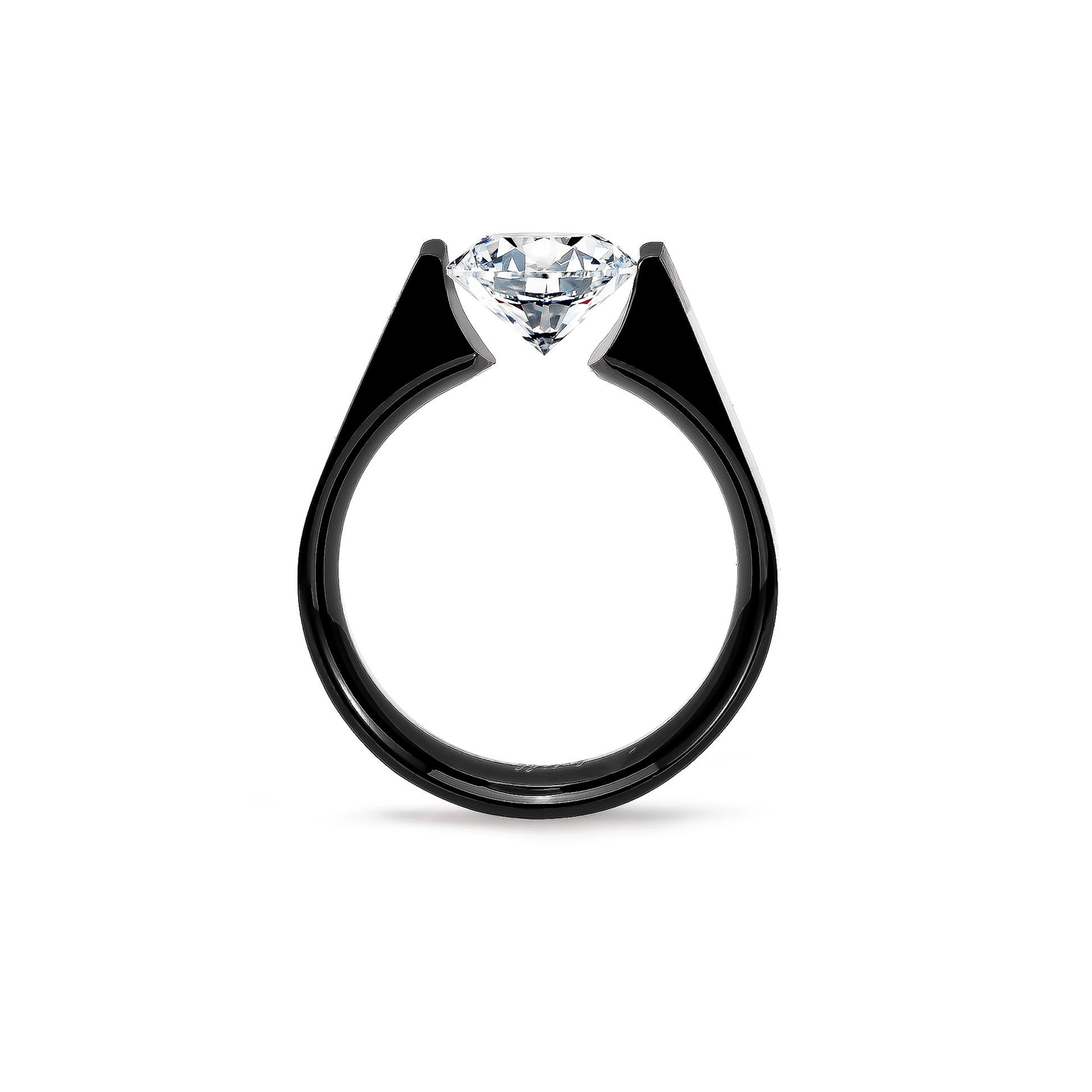 RG093B B.Tiff Black 2 ct Round Solitaire Engagement Ring - PBNJ FASHIONS