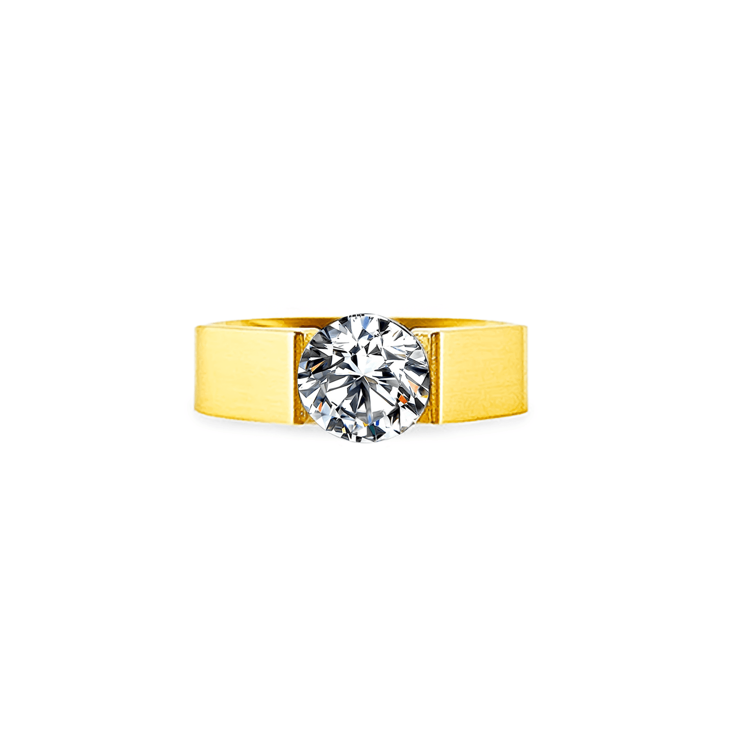 RG093MG B.Tiff 2 ct Moissanite Round Gold Solitaire Engagement Ring - PBNJ FASHIONS