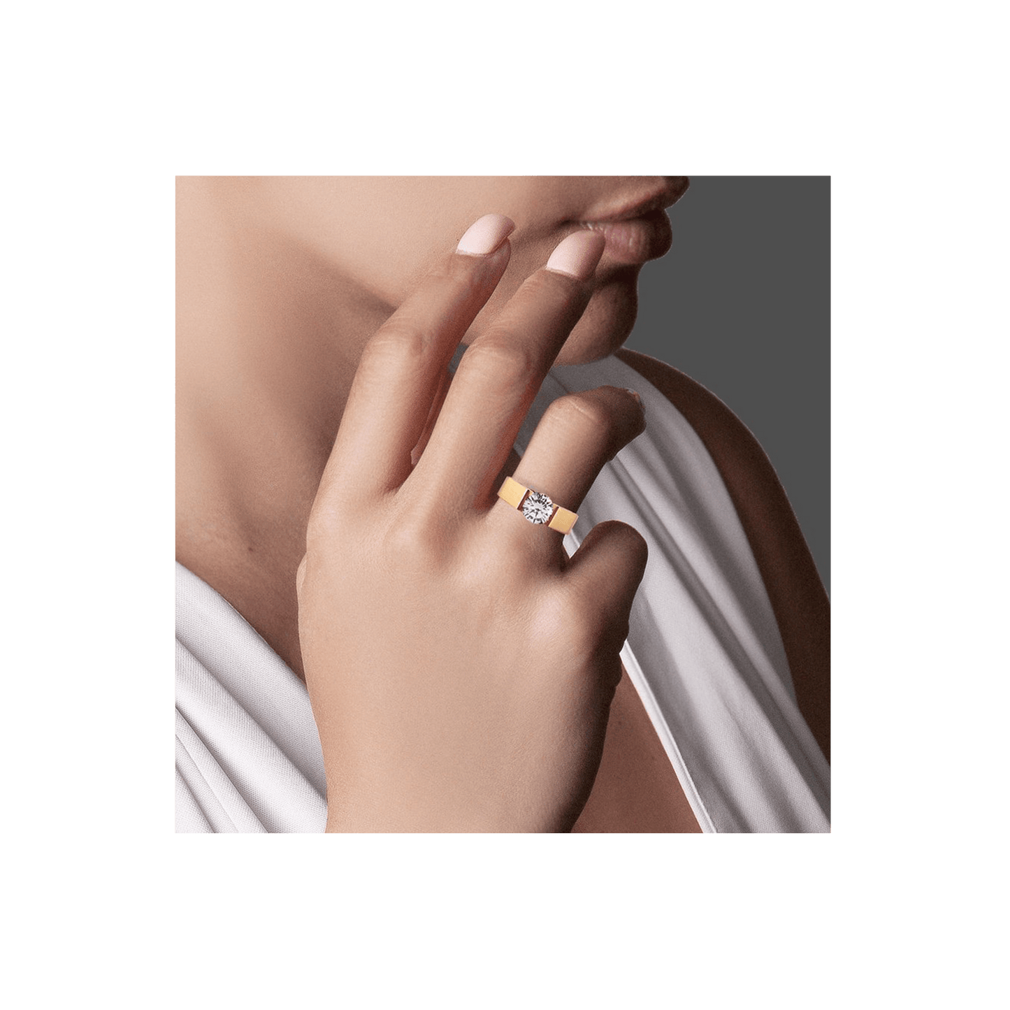 RG093MG B.Tiff 2 ct Moissanite Round Gold Solitaire Engagement Ring - PBNJ FASHIONS
