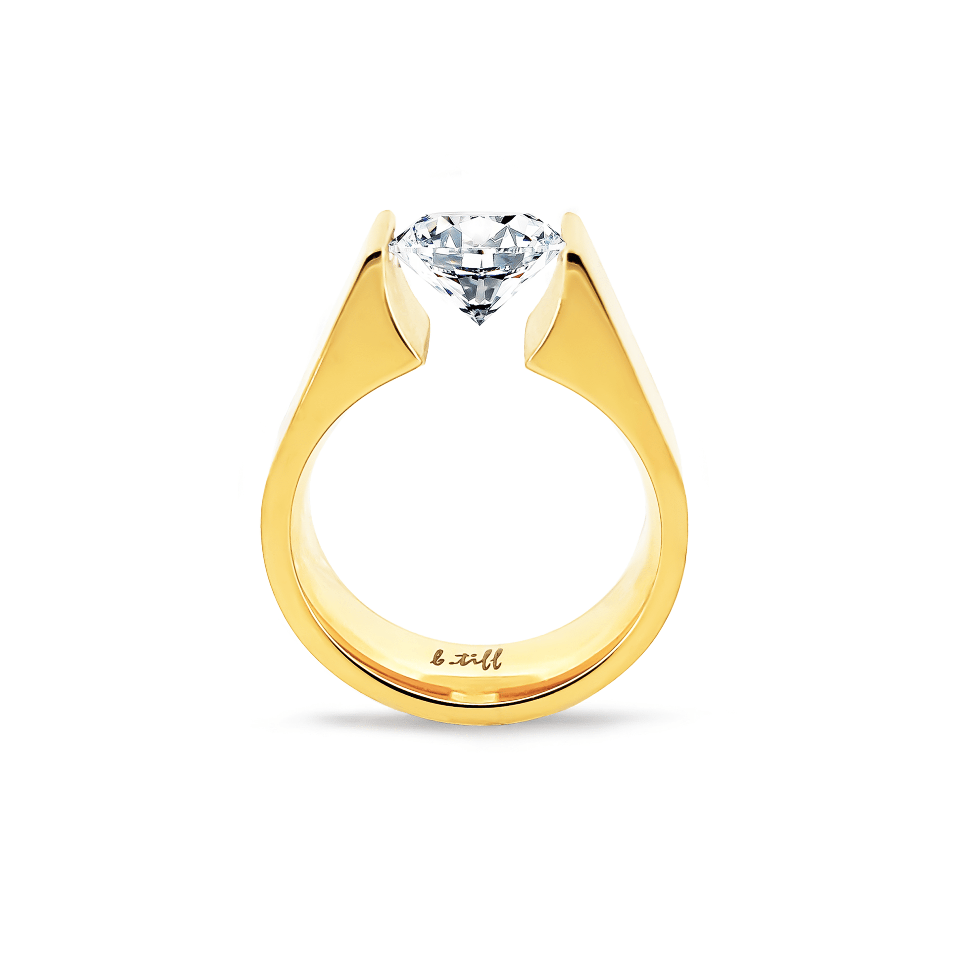 RG093MG B.Tiff 2 ct Moissanite Round Gold Solitaire Engagement Ring - PBNJ FASHIONS