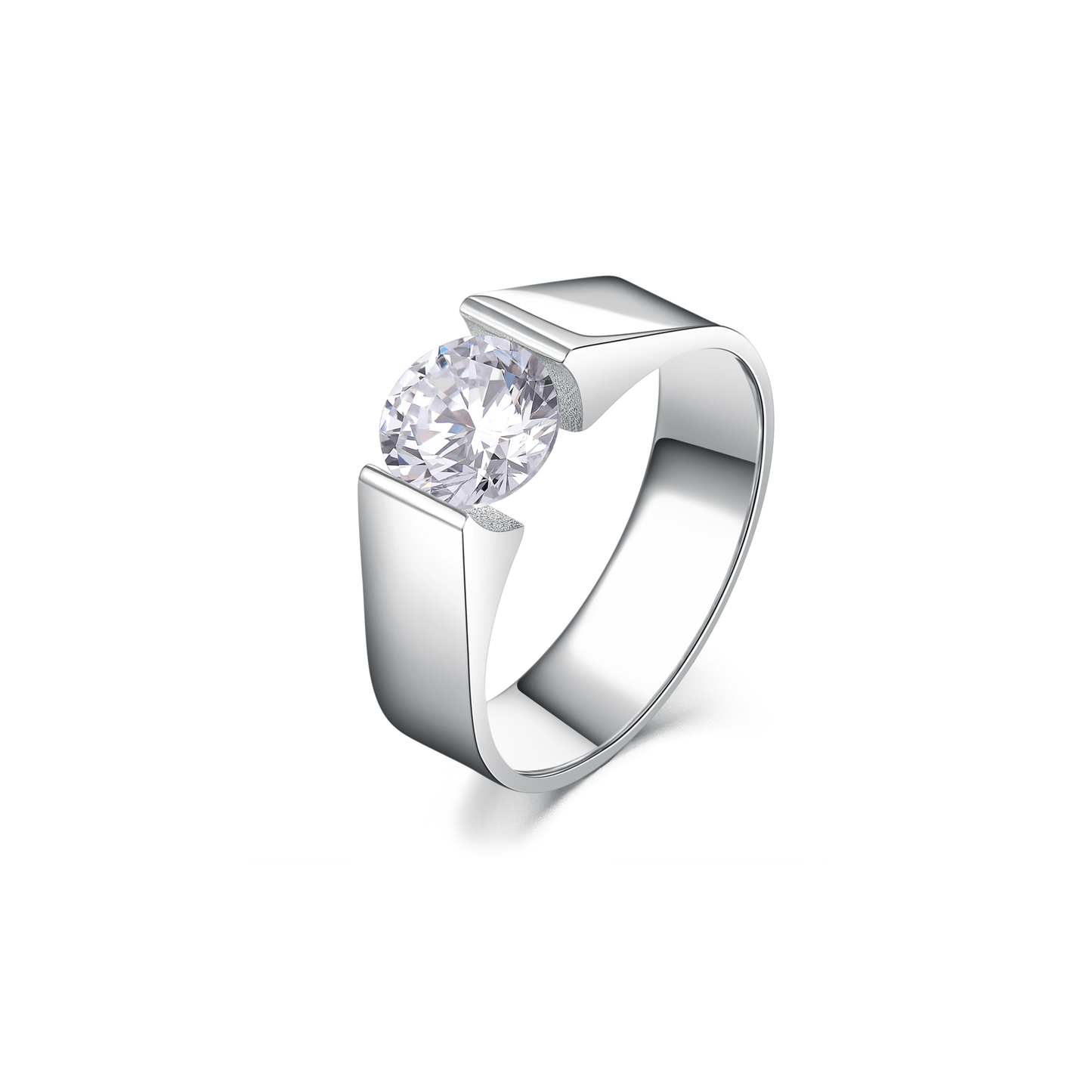 RG093MW B.Tiff 2 ct Moissanite Round Solitaire Engagement Ring - PBNJ FASHIONS