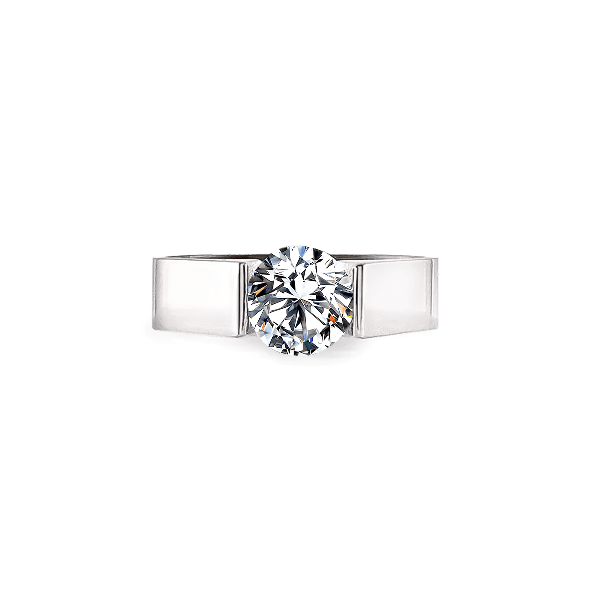 RG093MW B.Tiff 2 ct Moissanite Round Solitaire Engagement Ring - PBNJ FASHIONS