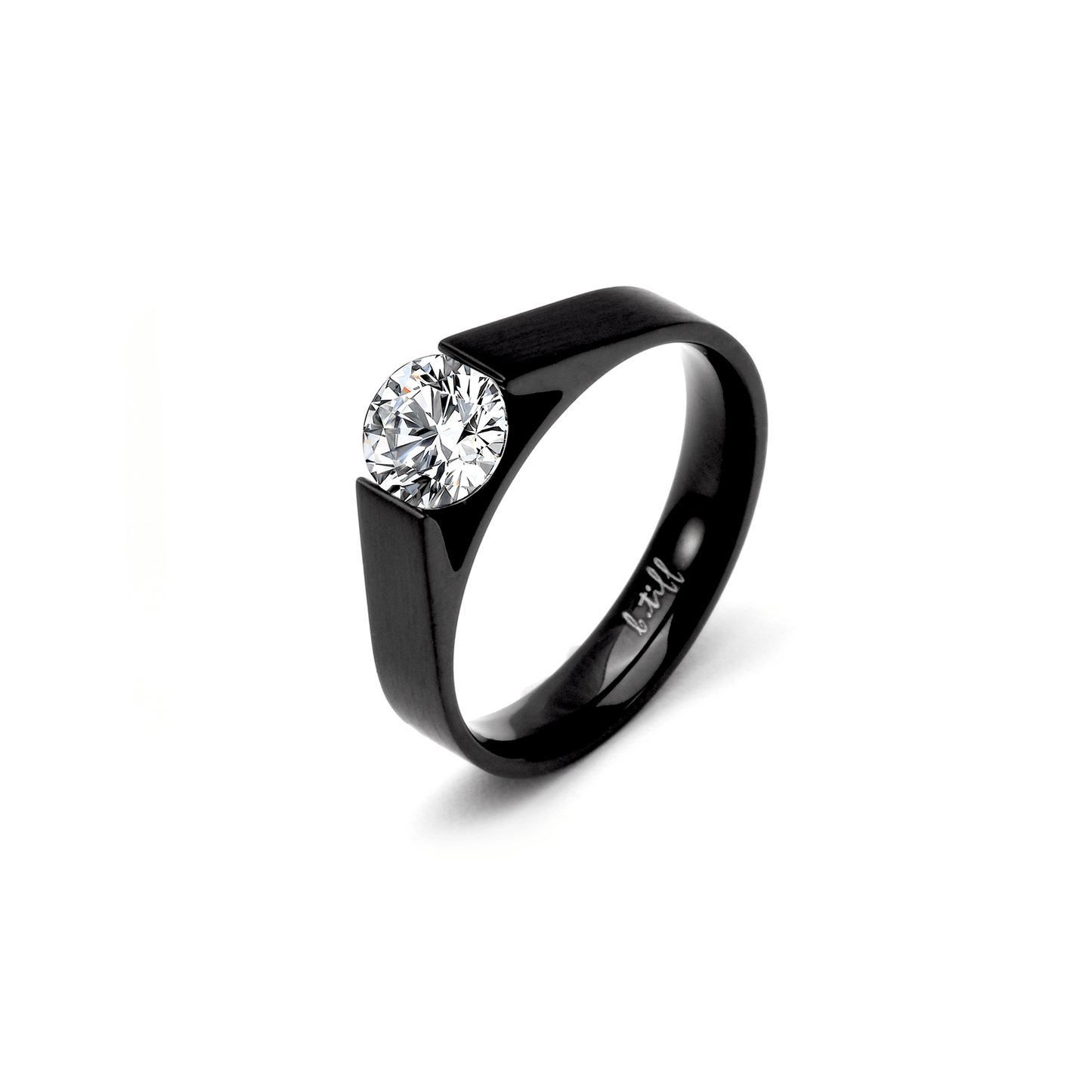 RG096B B.Tiff Tension Black .75 ct Round Solitaire Engagement Ring - PBNJ FASHIONS