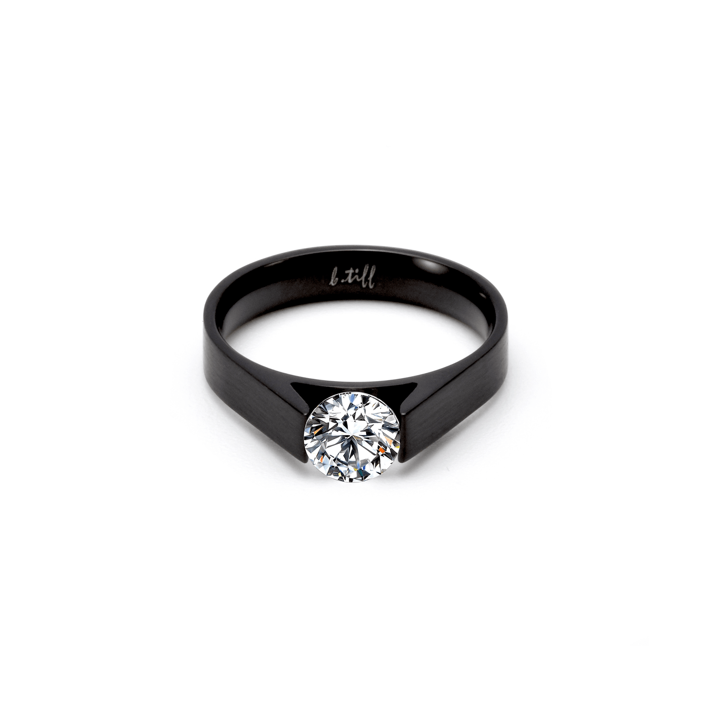 RG096B B.Tiff Tension Black .75 ct Round Solitaire Engagement Ring - PBNJ FASHIONS