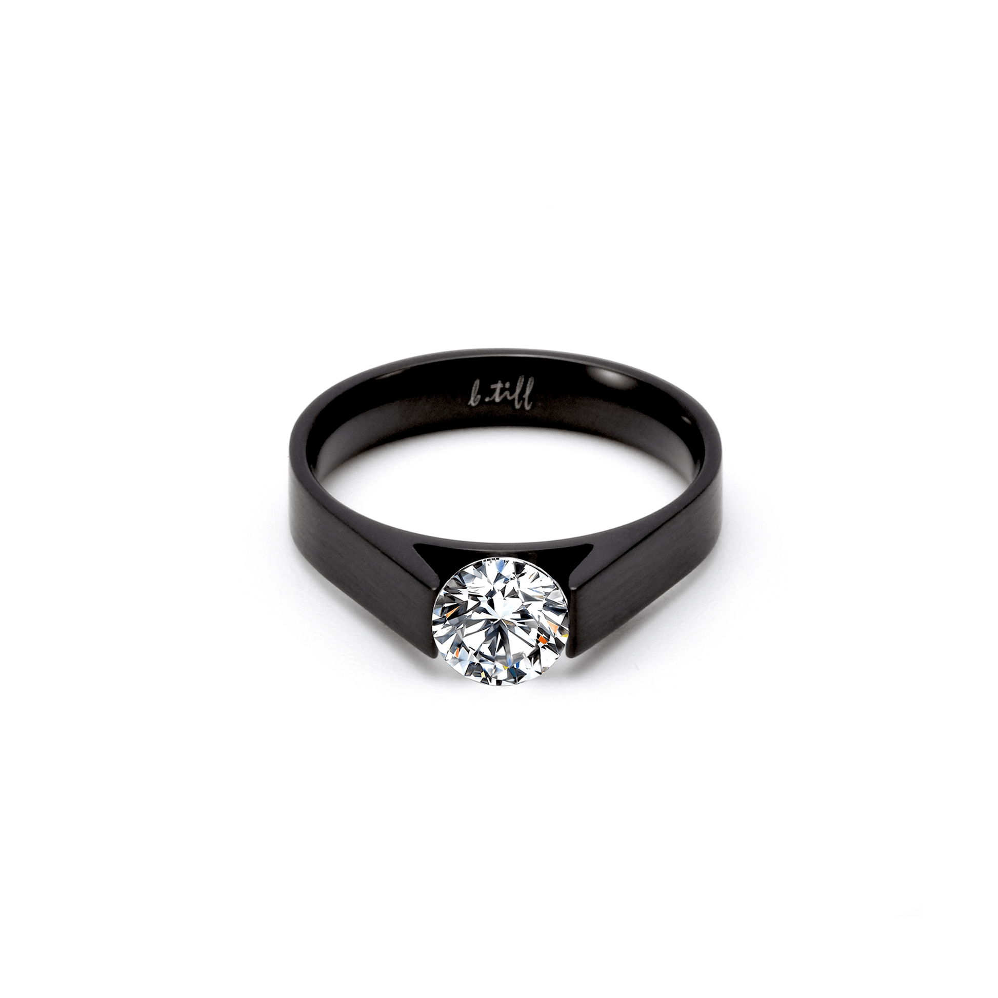 RG096B B.Tiff Tension Black .75 ct Round Solitaire Engagement Ring - PBNJ FASHIONS