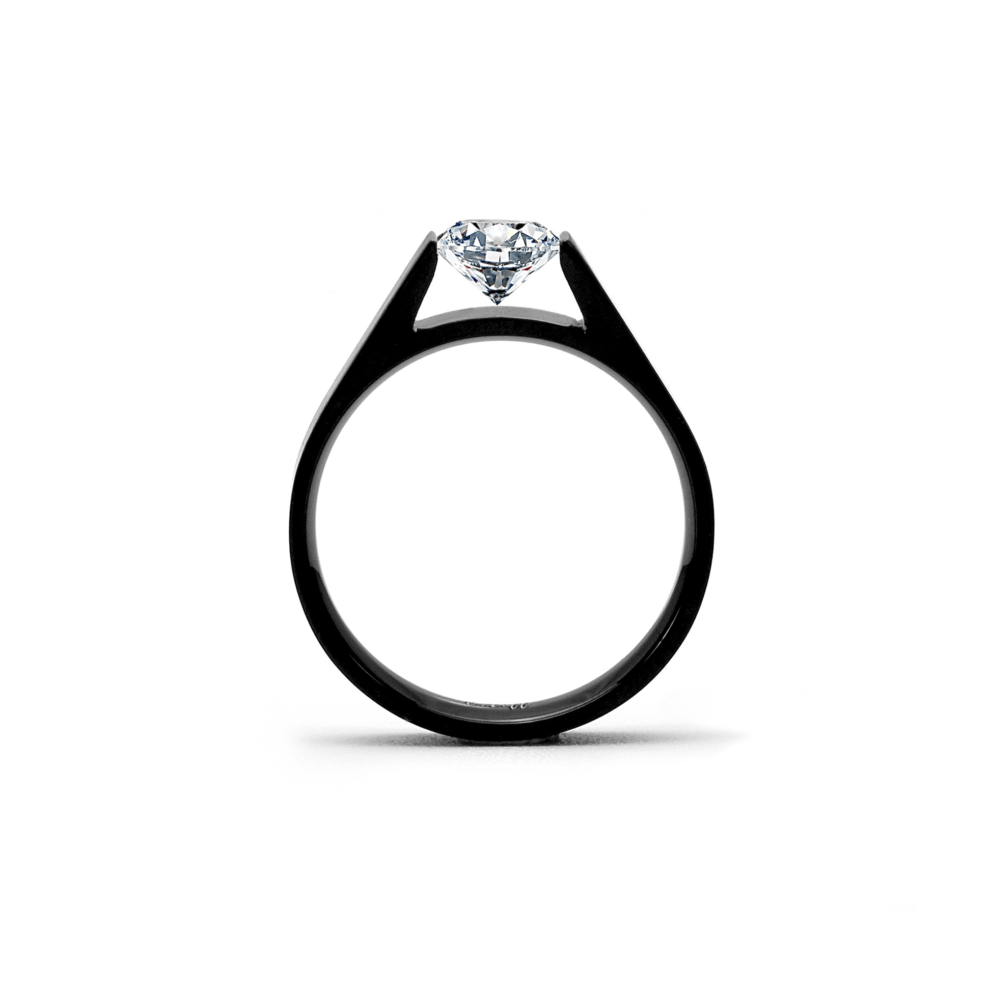 RG096B B.Tiff Tension Black .75 ct Round Solitaire Engagement Ring - PBNJ FASHIONS